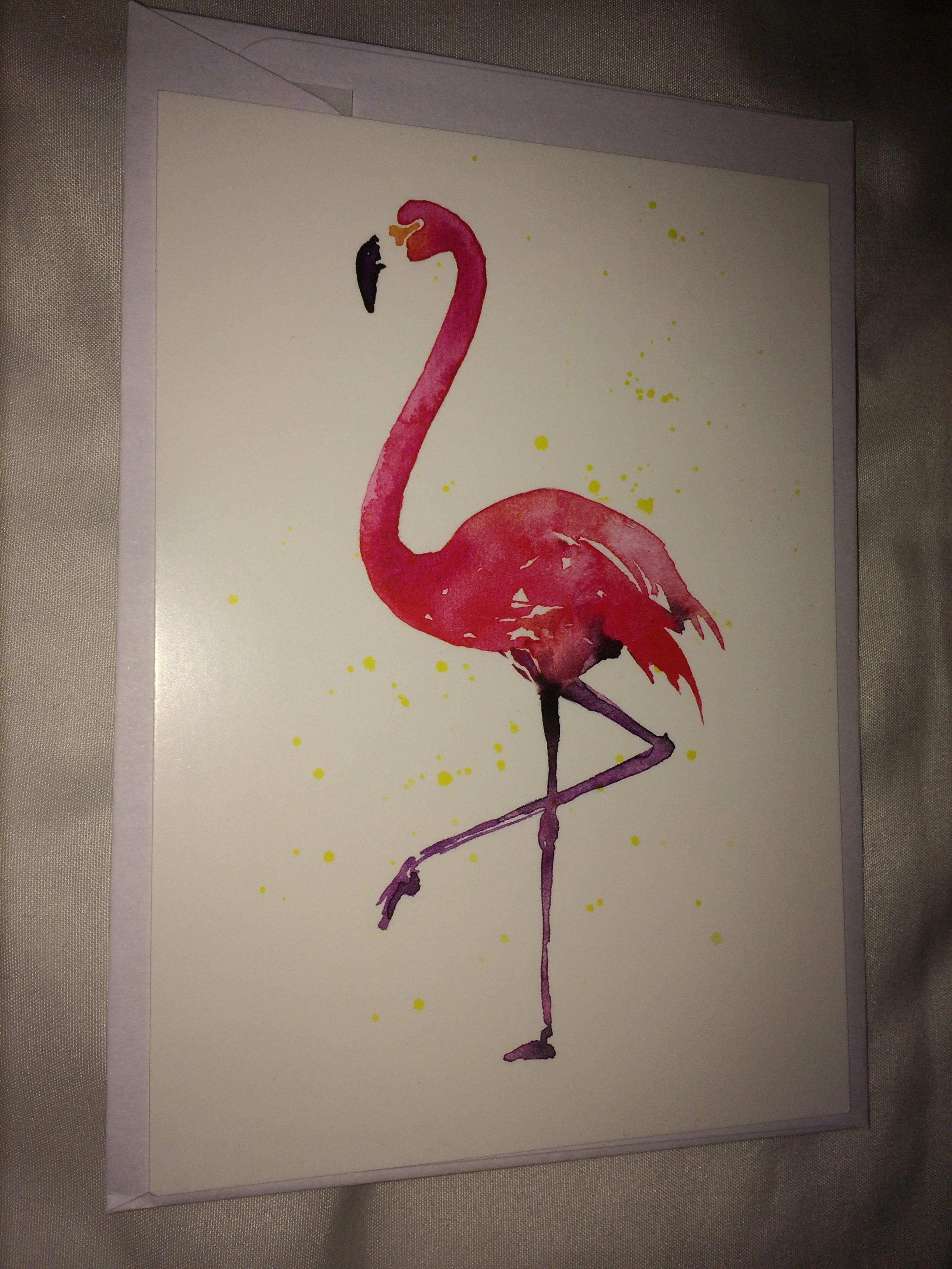 troc de troc carte postale flamant rose & son enveloppe blanche image 0