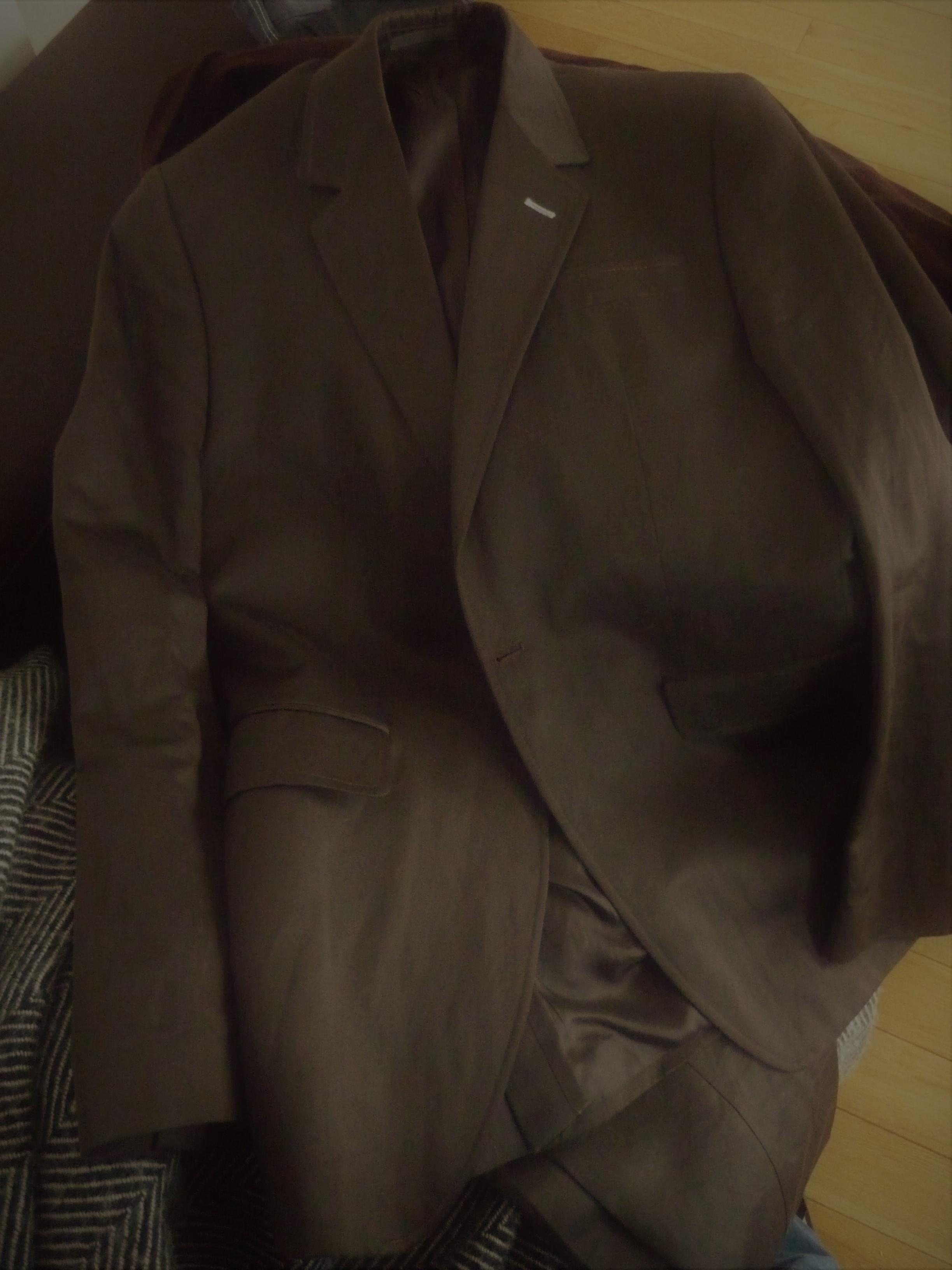 troc de troc beau costume marron lin et coton nogaret - t52 (42 pantalon) image 0