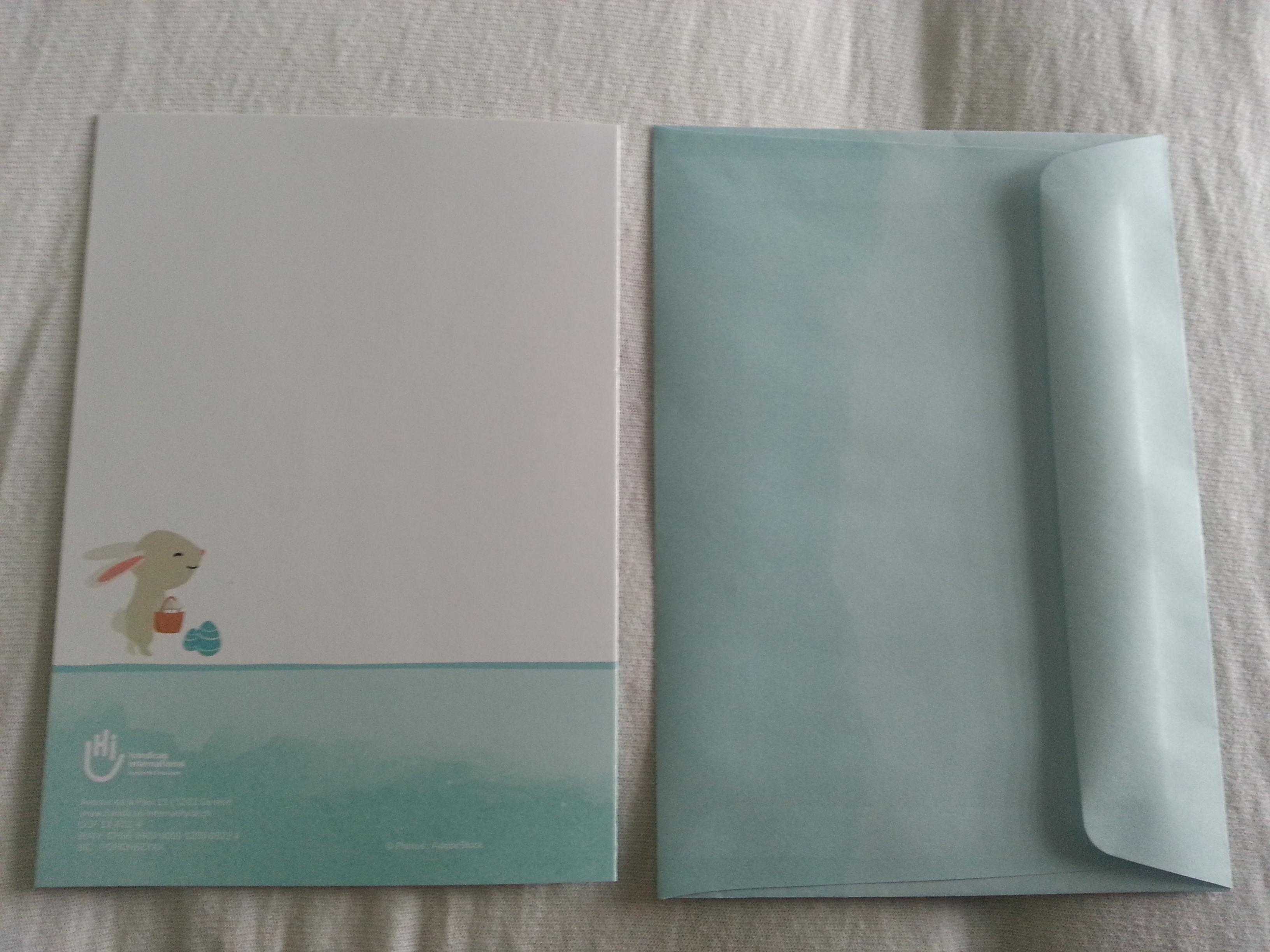 troc de troc carte "joyeuses pâques" et son enveloppe colorée bleu ciel image 2