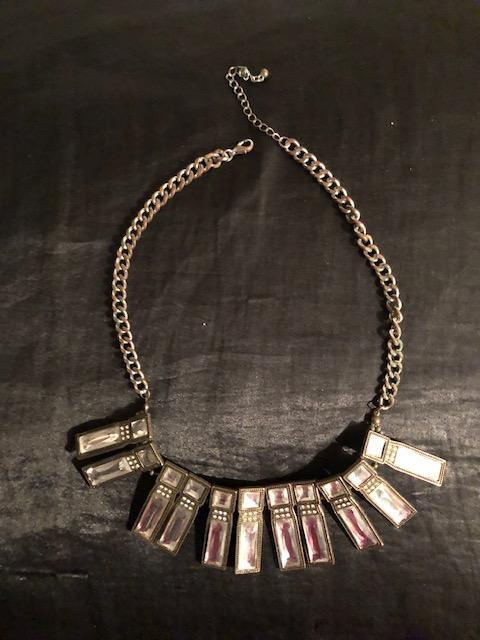 troc de troc (réservé) collier vintage métal argenté verre image 0