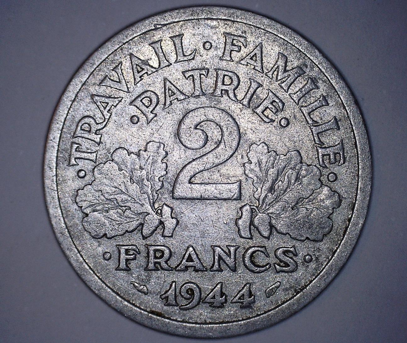 troc de troc rarissime 2 francs bazor francisque 1944 sans signature lb image 1