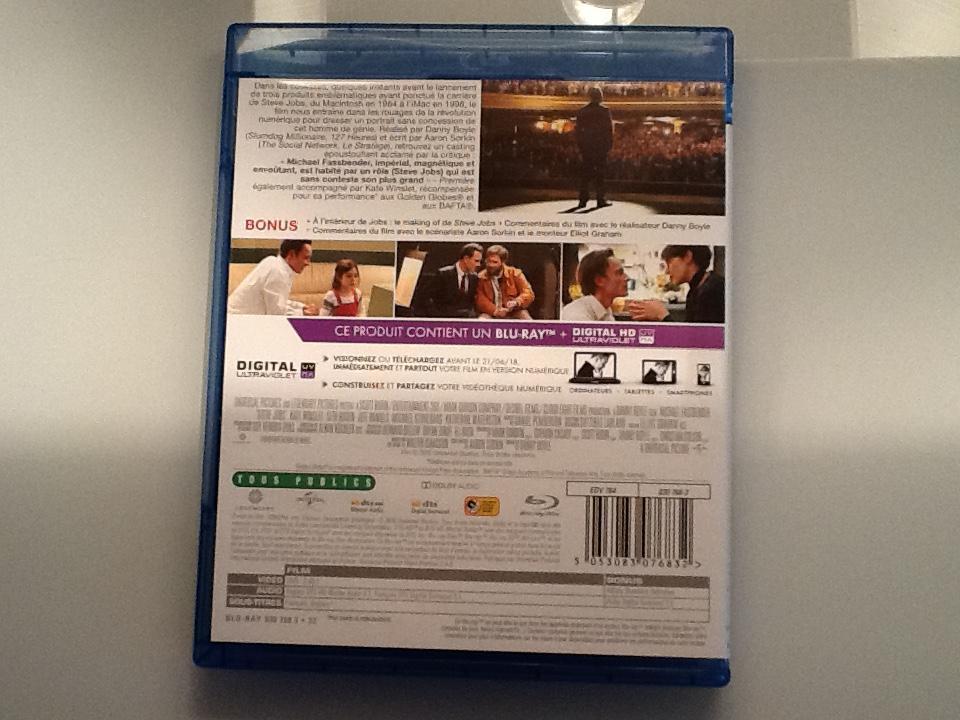 troc de troc steve jobs blu ray comme neuf michael fassbender, kate winslet image 1