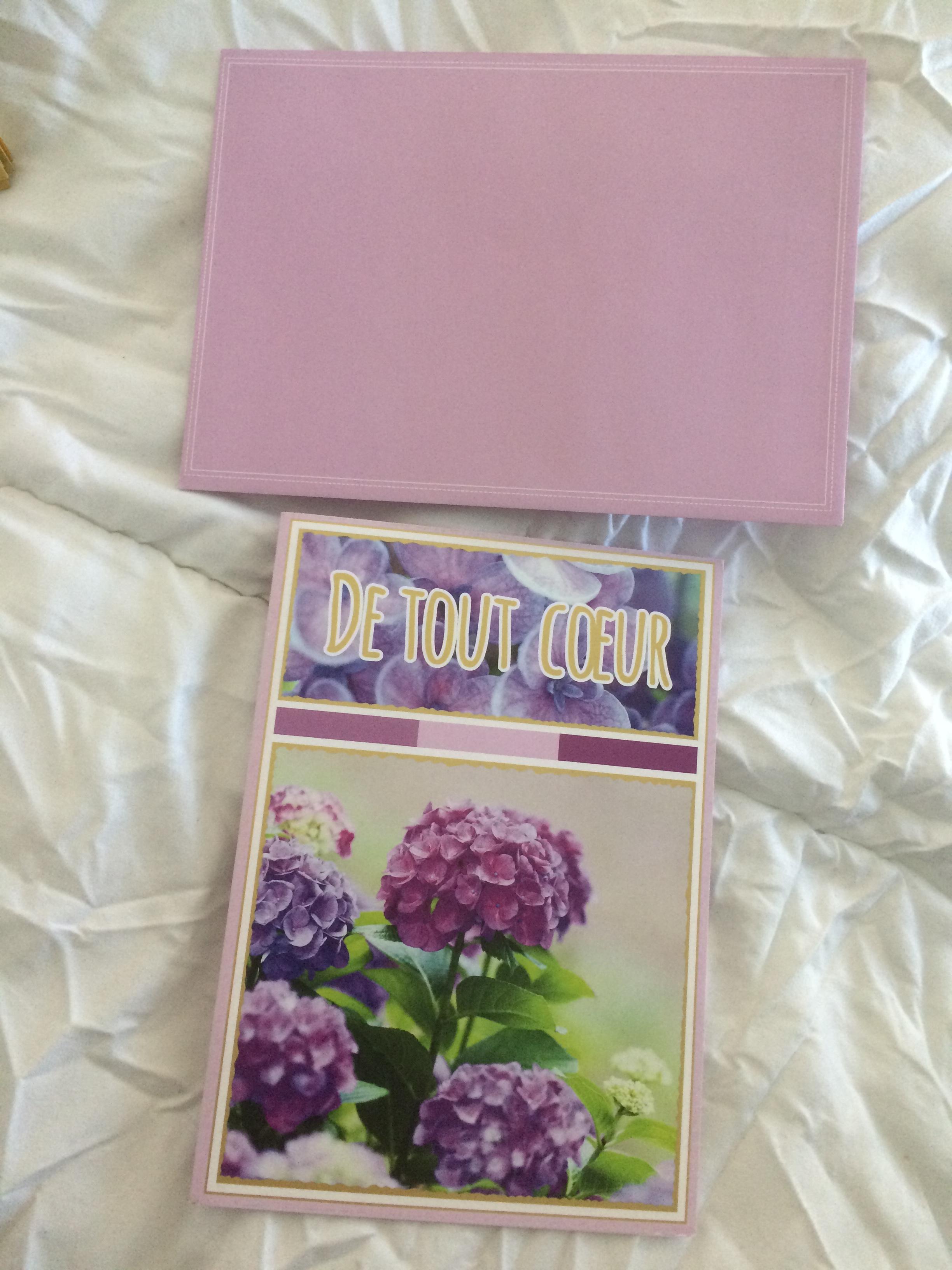 troc de troc carte de tout coeur décor fleur hortensia & son enveloppe parme image 2