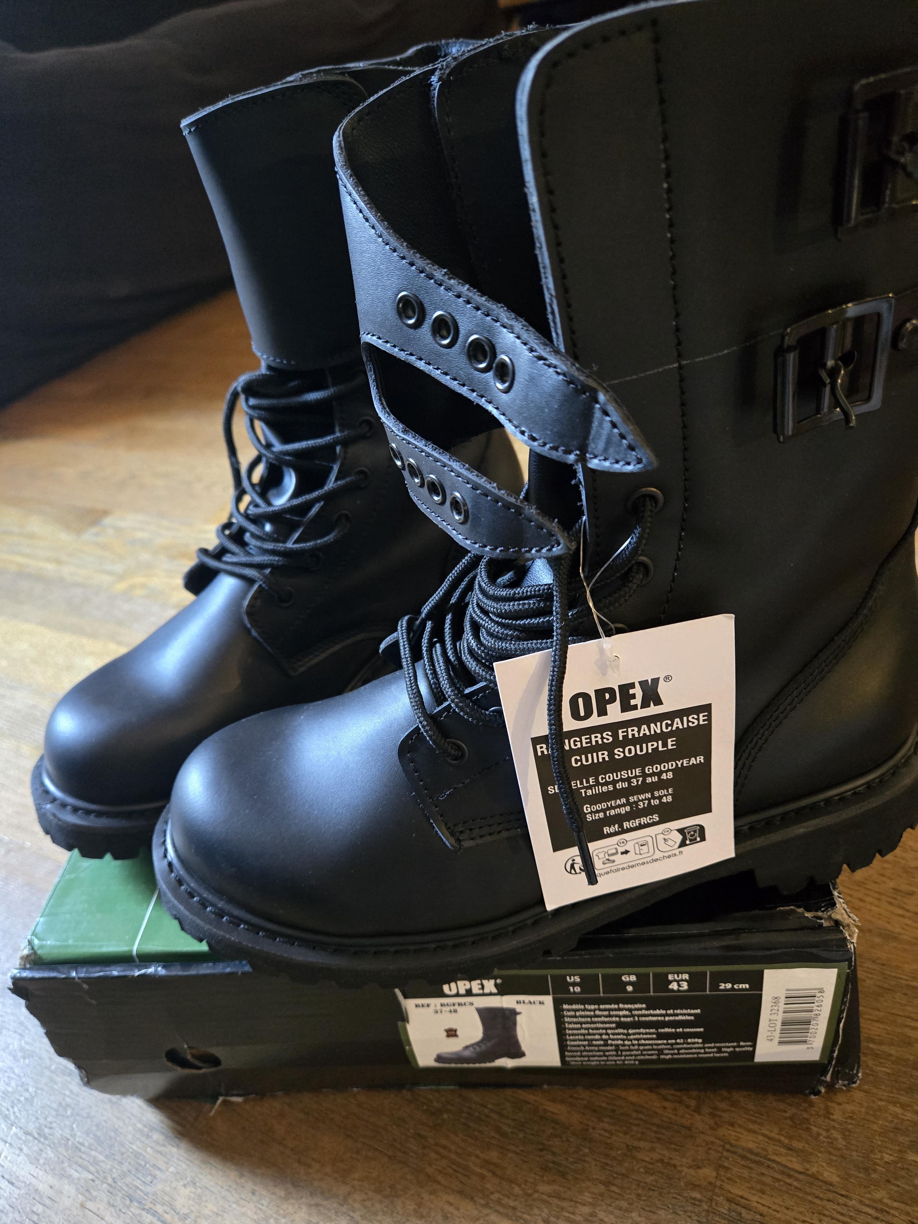 troc de troc rangers françaises opex cuir souple – taille 43 – neuves avec éti image 1