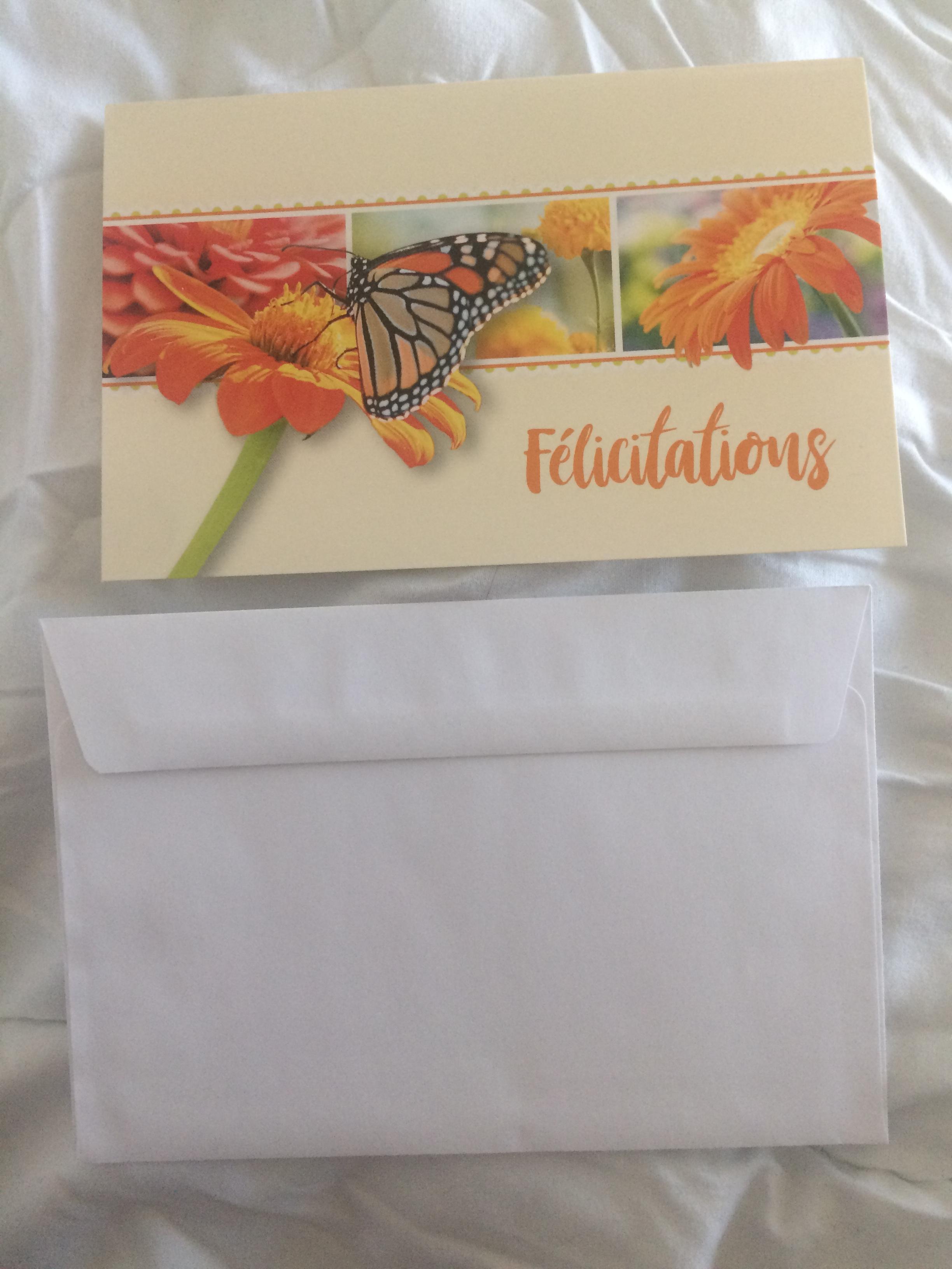 troc de troc carte félicitations papillon butinant & son enveloppe blanche image 1