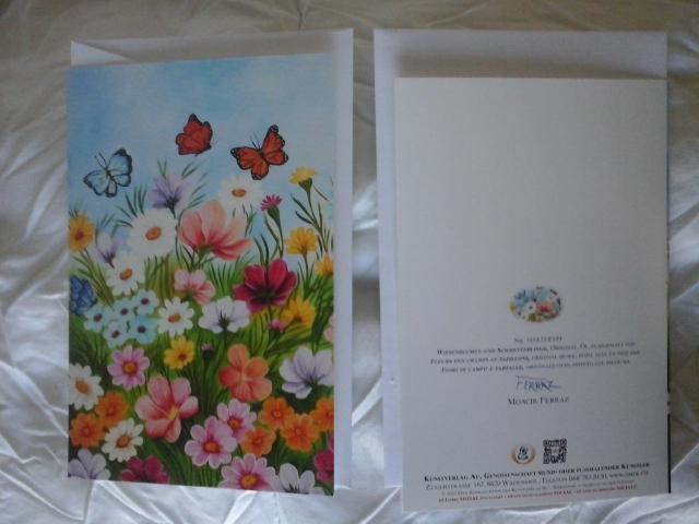 troc de troc carte fleurs des champs et papillons & son enveloppe blanche image 1