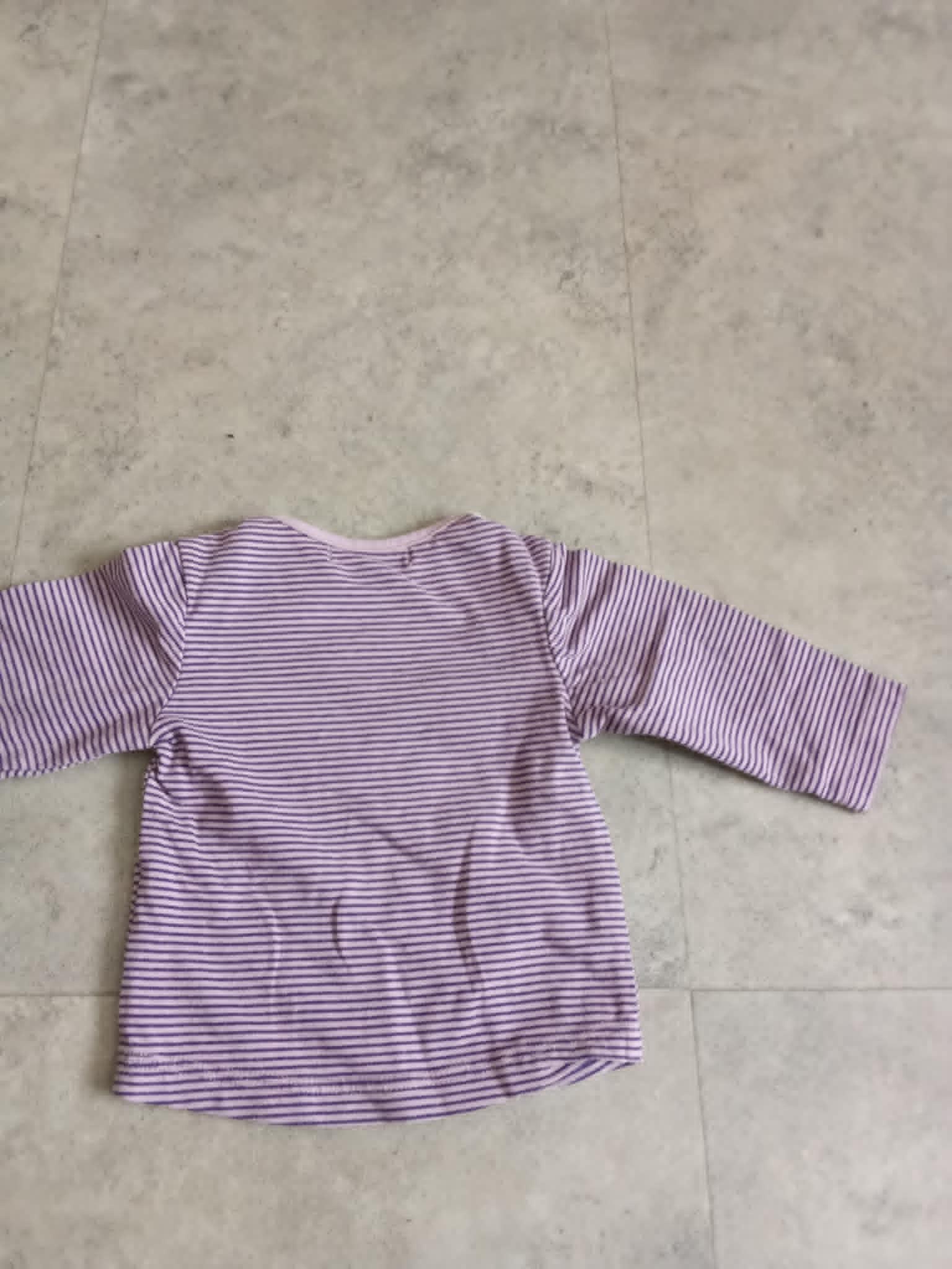 troc de troc reserve    haut neuf rayé mauve kitchoun  6 mois image 1