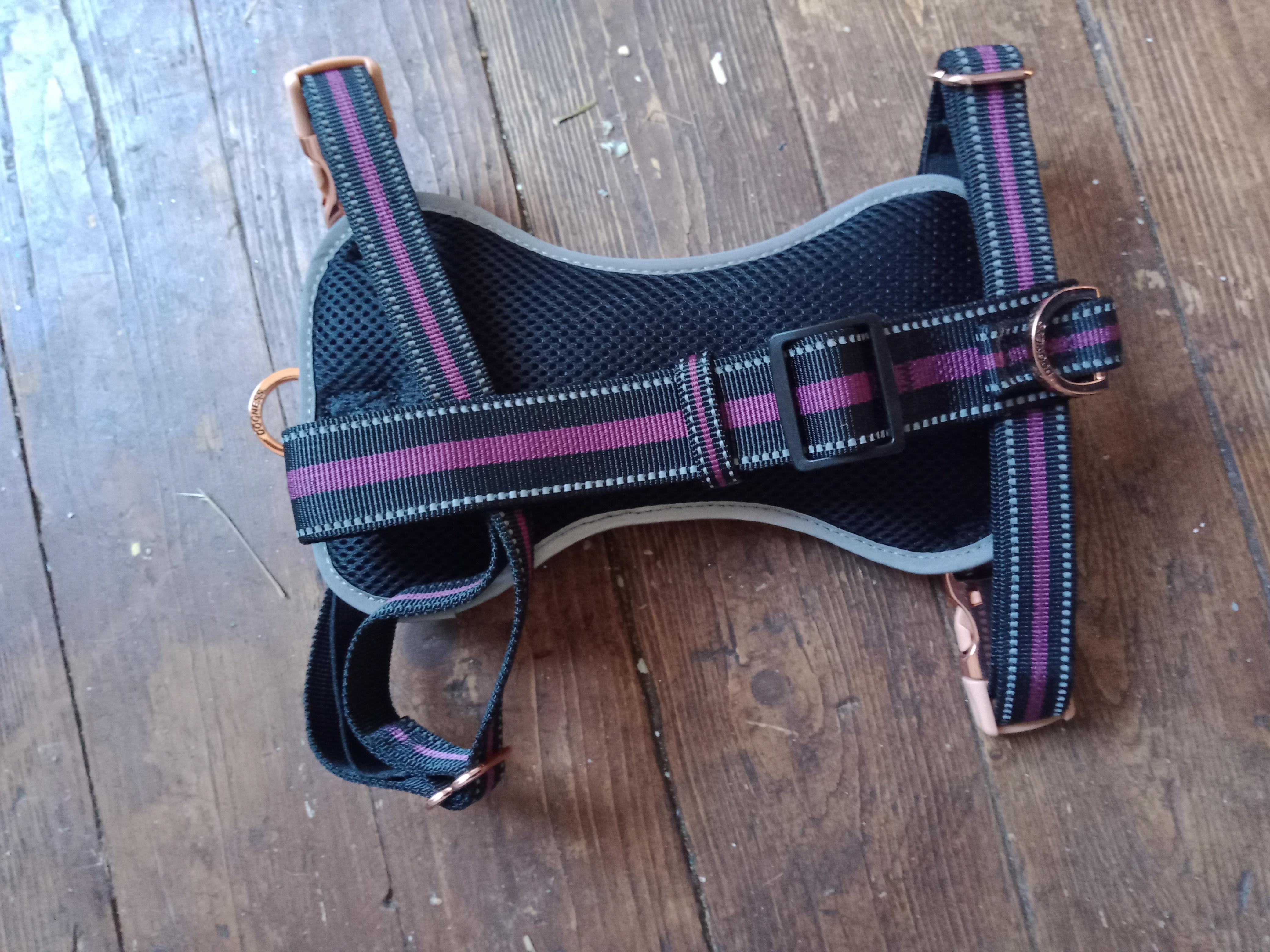 troc de troc harnais violet avec led rechargeable par câble usb dogness taille image 2
