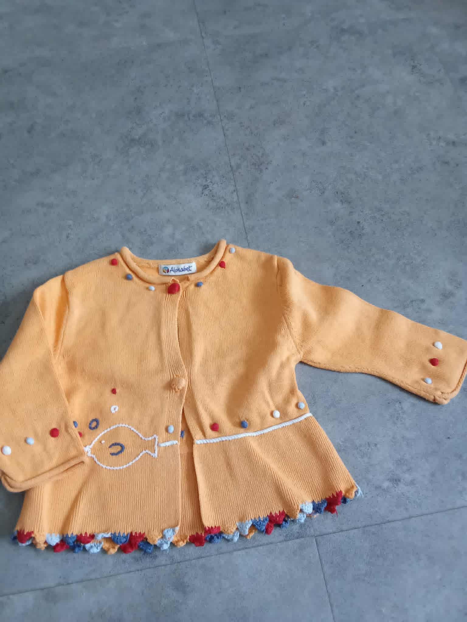 troc de troc petit gilet orange fantaisie  marque alphabet 9 mois image 0