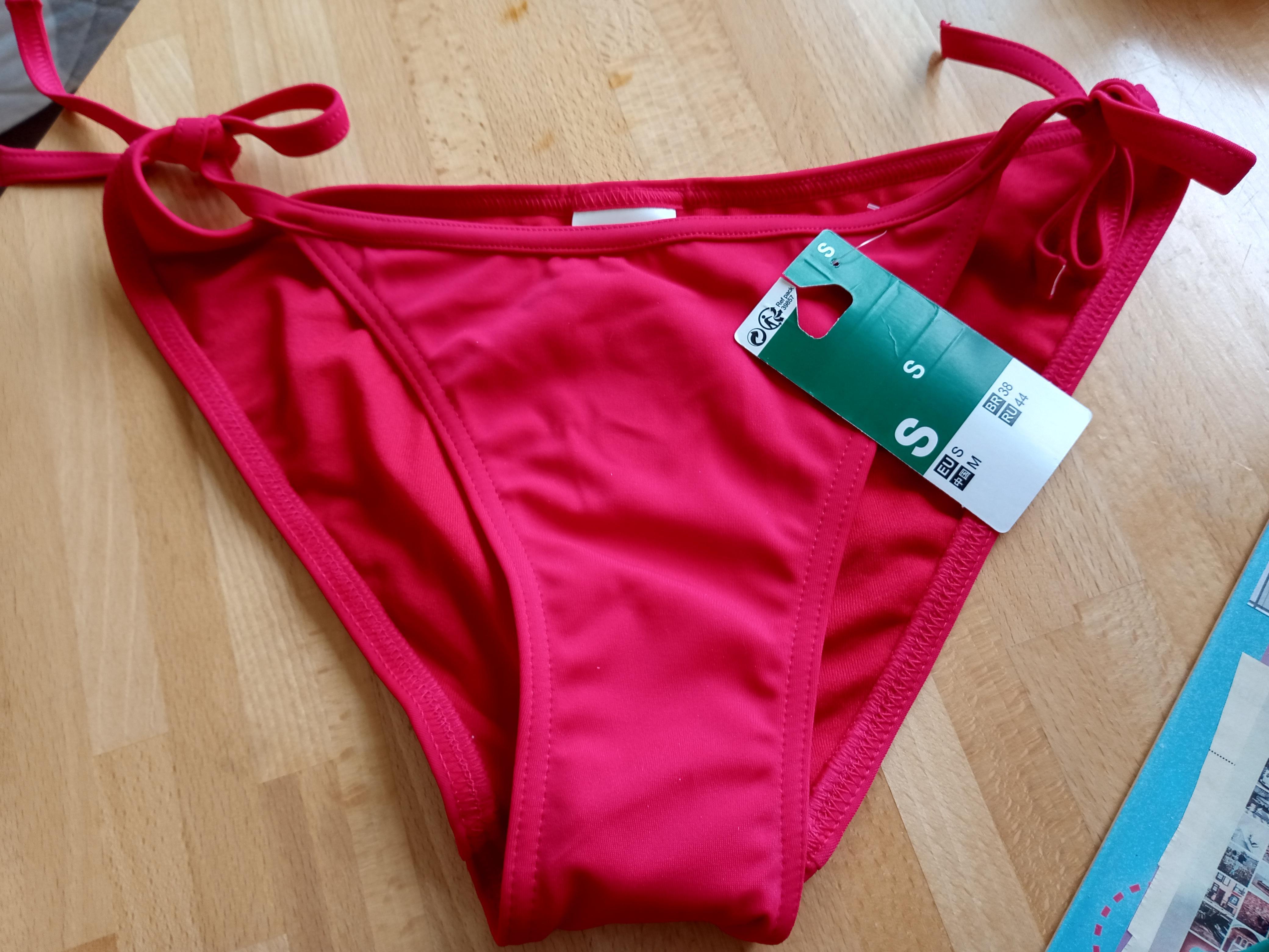 troc de troc slip bas de maillot de bain neuf rouge - inscription stephanie image 1