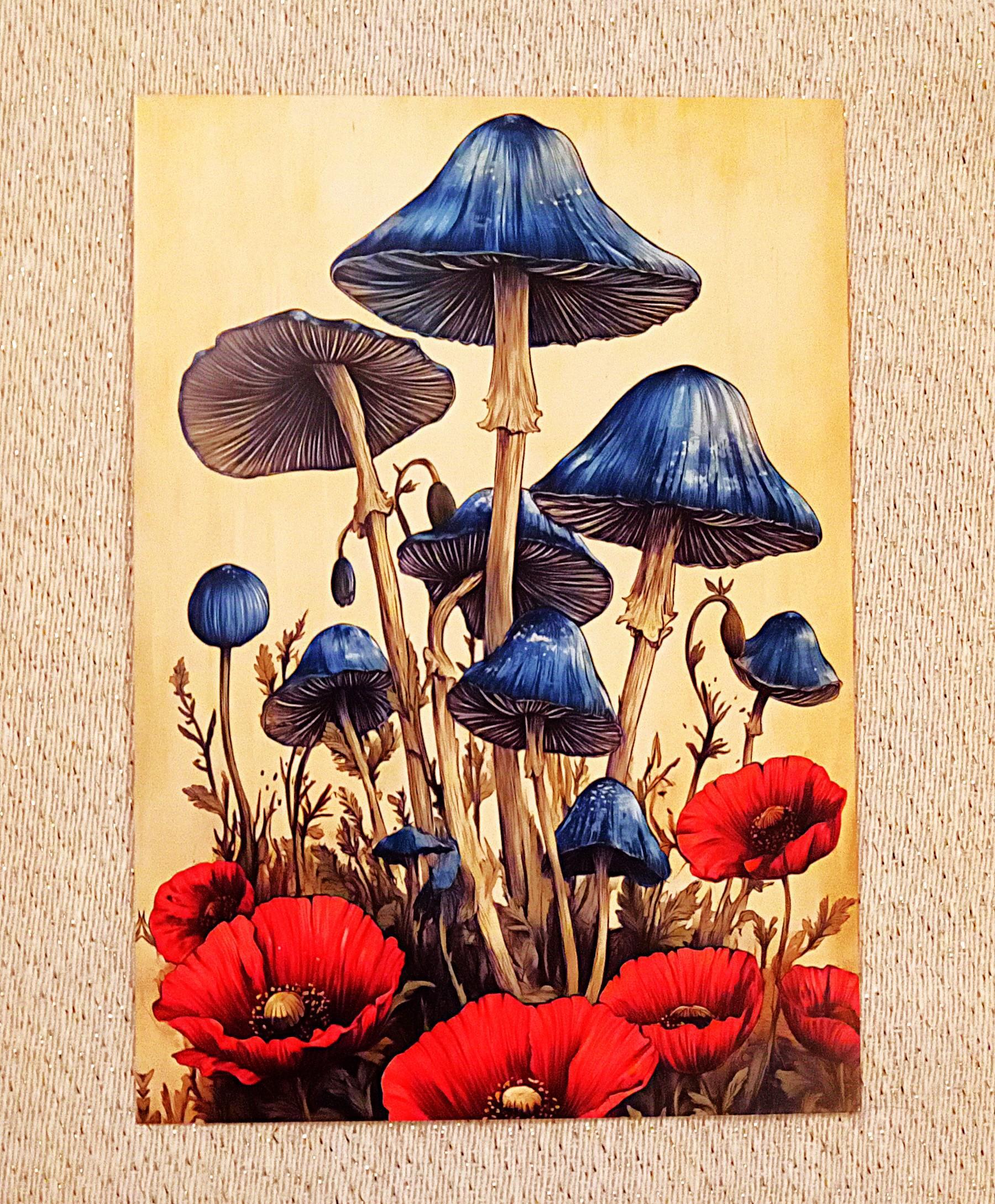 troc de troc carte postale "champignons et coquelicots". image 0
