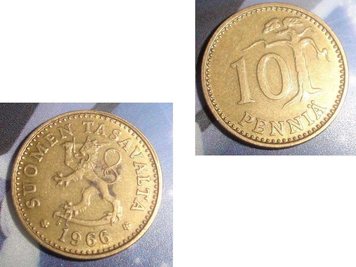 troc de troc 1 pièce monnaie finlande suomen tasavalta 10 penniÄ soit 1963 ou 1966 ou 1978 image 1