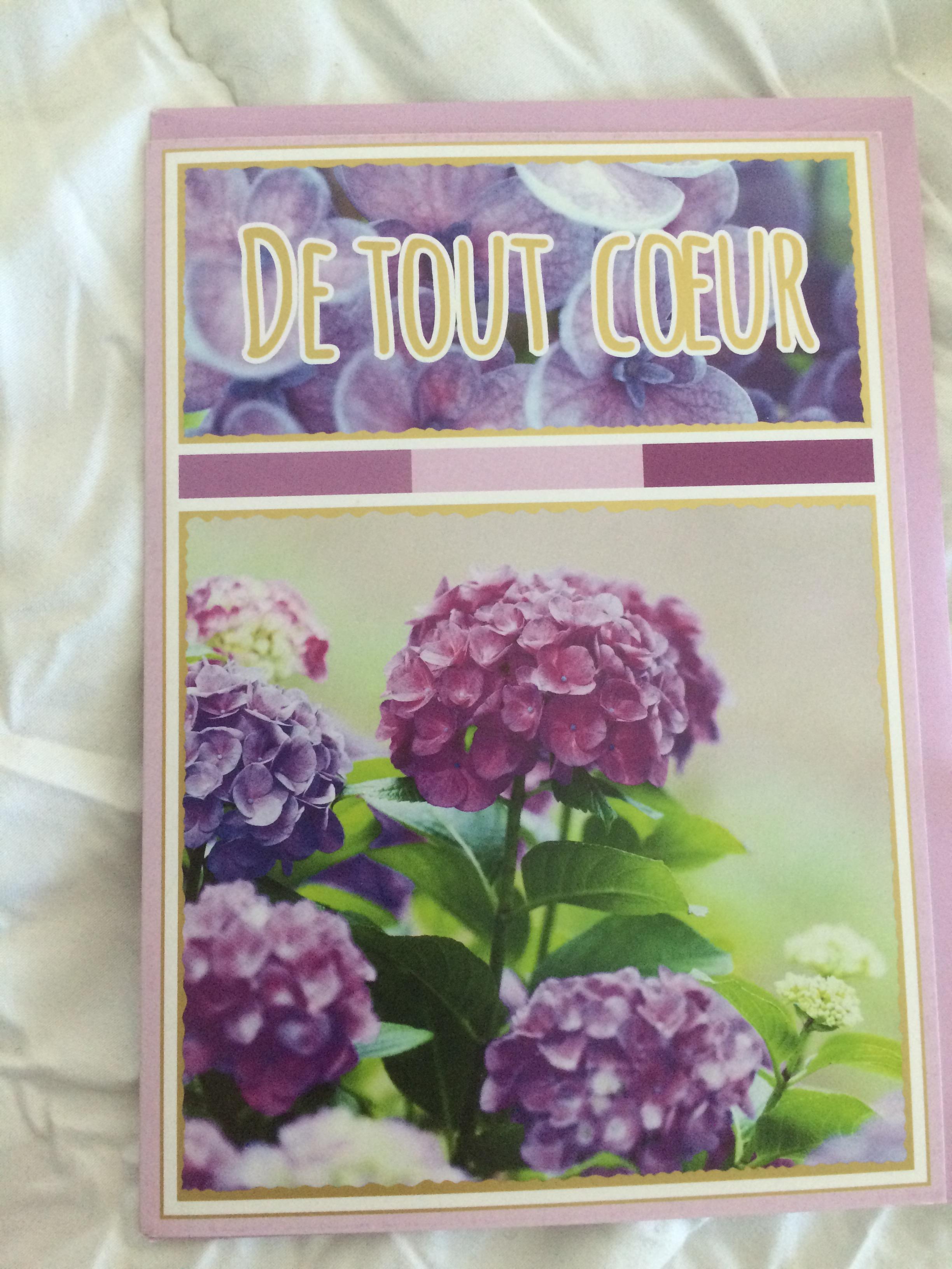 troc de troc carte de tout coeur décor fleur hortensia & son enveloppe parme image 0