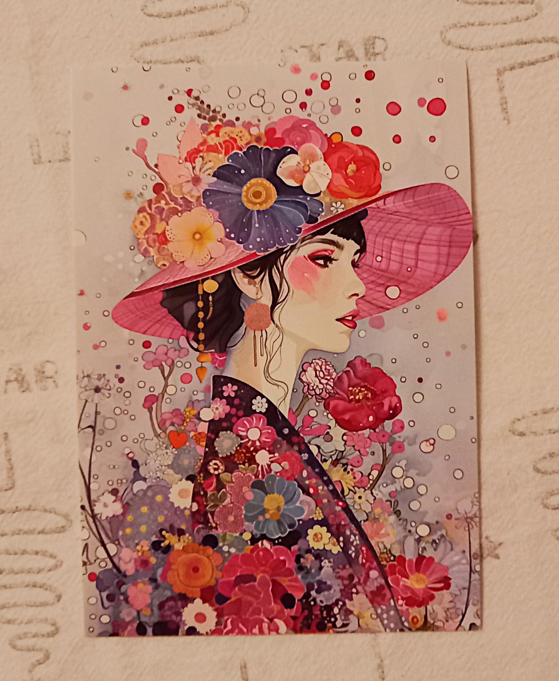 troc de troc carte "dame au chapeau fleuri". image 0