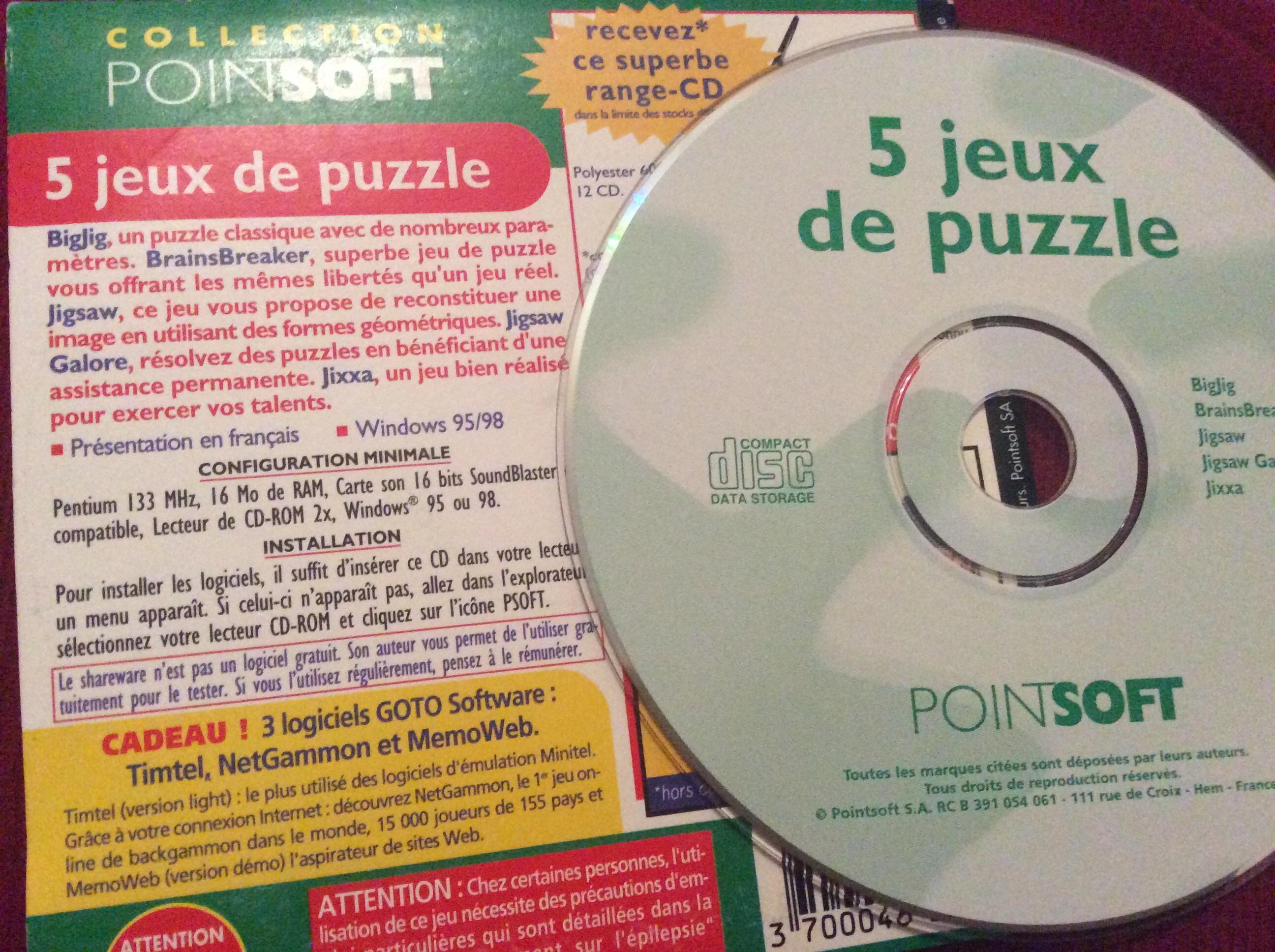 troc de troc cd-rom années 90 5 jeux de puzzle windows 95/98 image 2