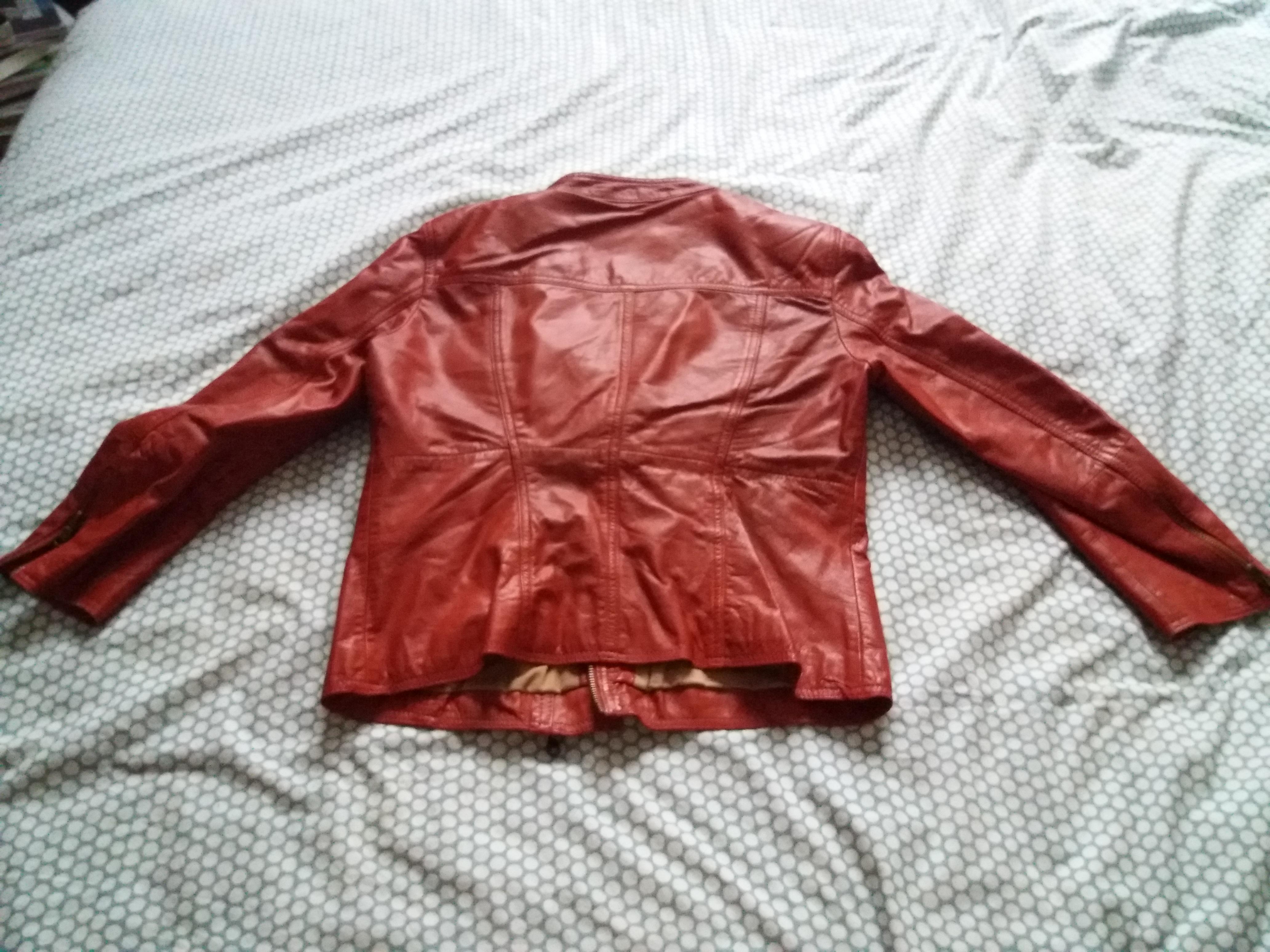 troc de troc blouson en cuir rouge zara taille m image 1