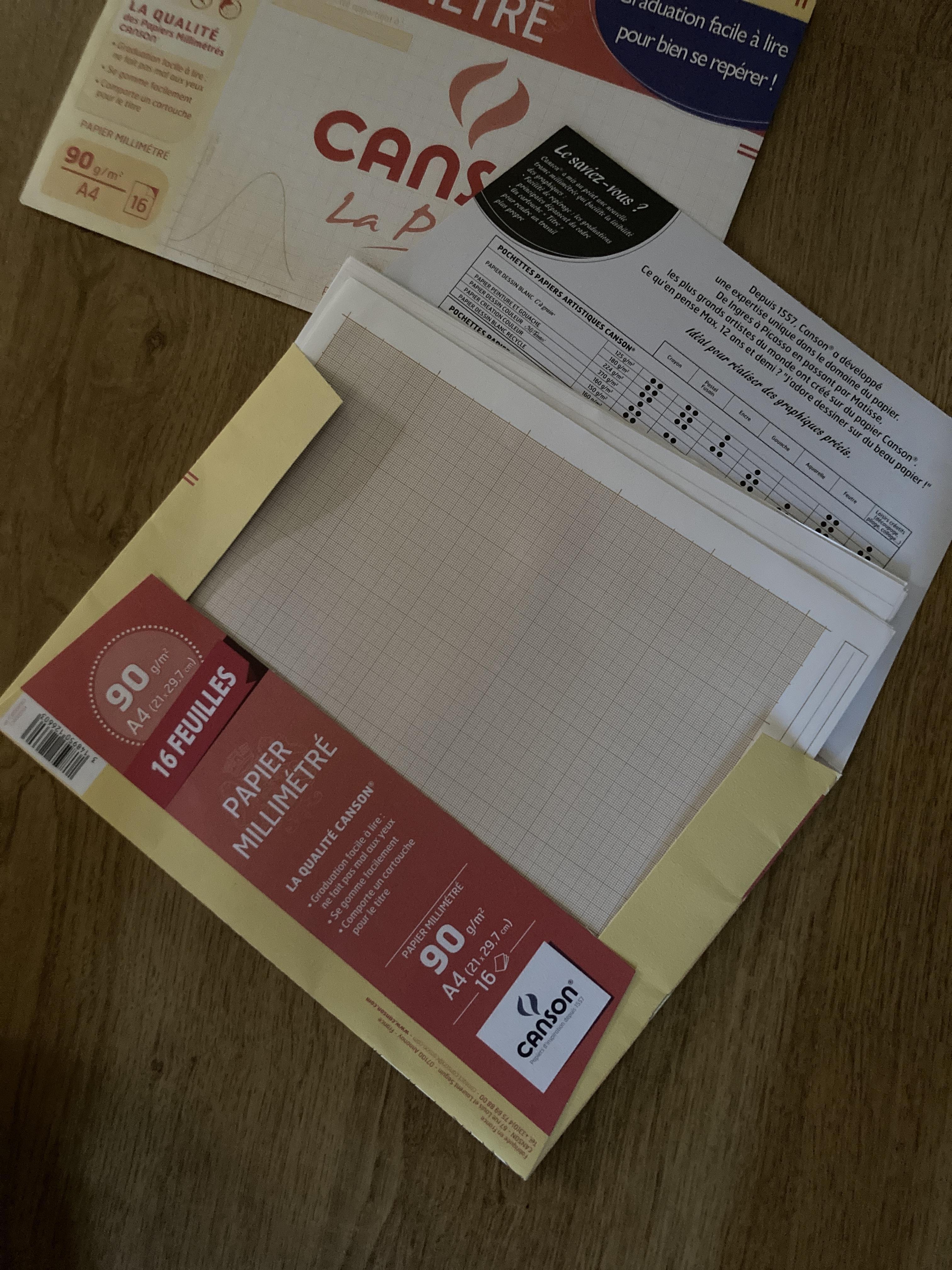 troc de troc 2 paquets de 16 feuilles de papier millimétré marque canson image 1