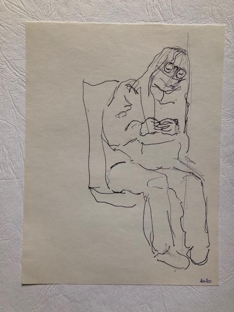 troc de troc croquis usager du métro, période covid jeune femme assise image 0