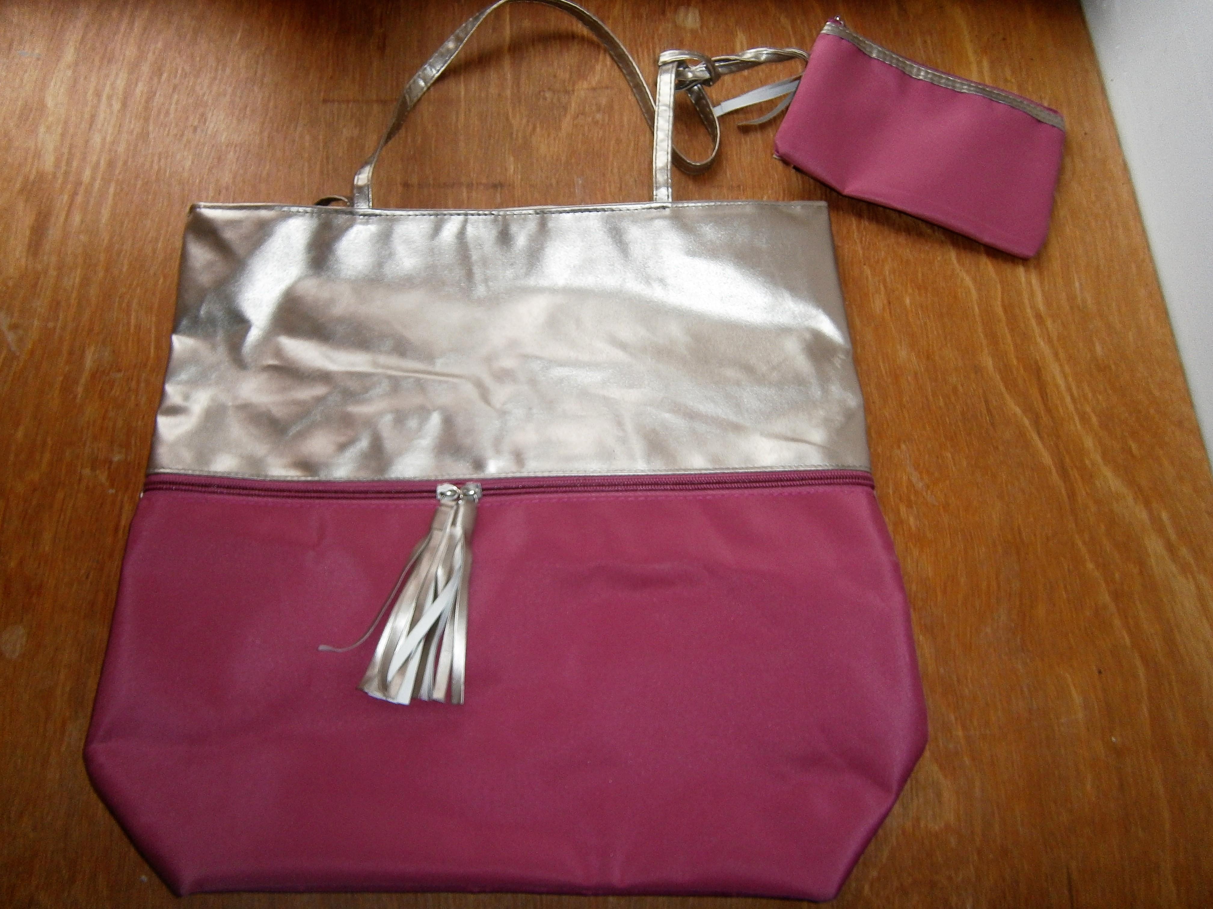 troc de troc sac et pochette rose et doré image 0
