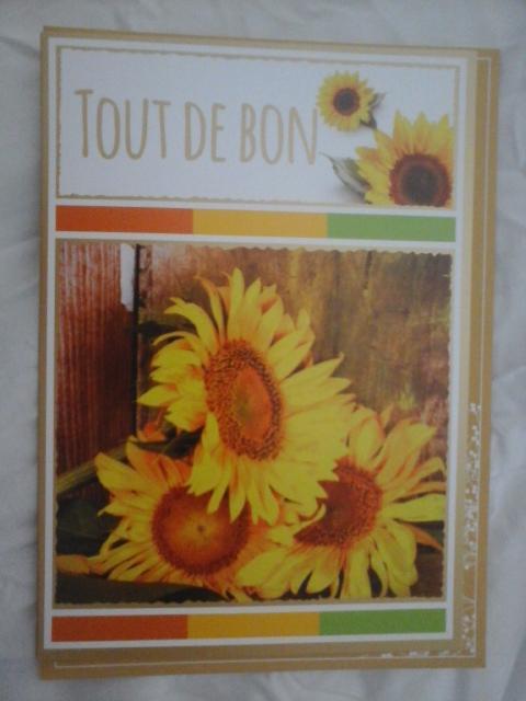 troc de troc carte tout de bon fleurs de tournesols & son enveloppe ocre décor image 0