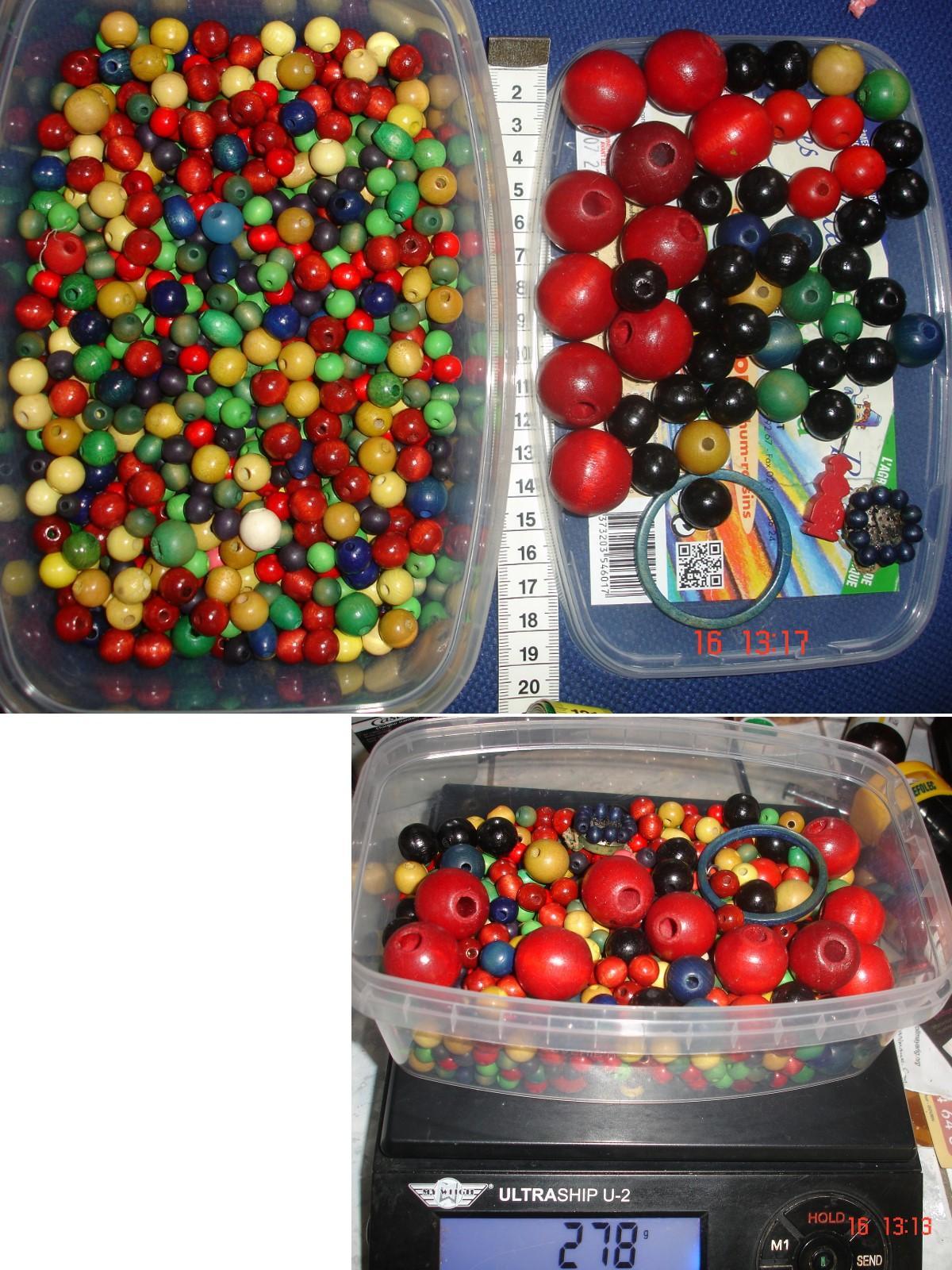 troc de troc ♥r. gribouillettes601♥lot vintage 278g / perles en bois diverses couleurs & tailles image 0