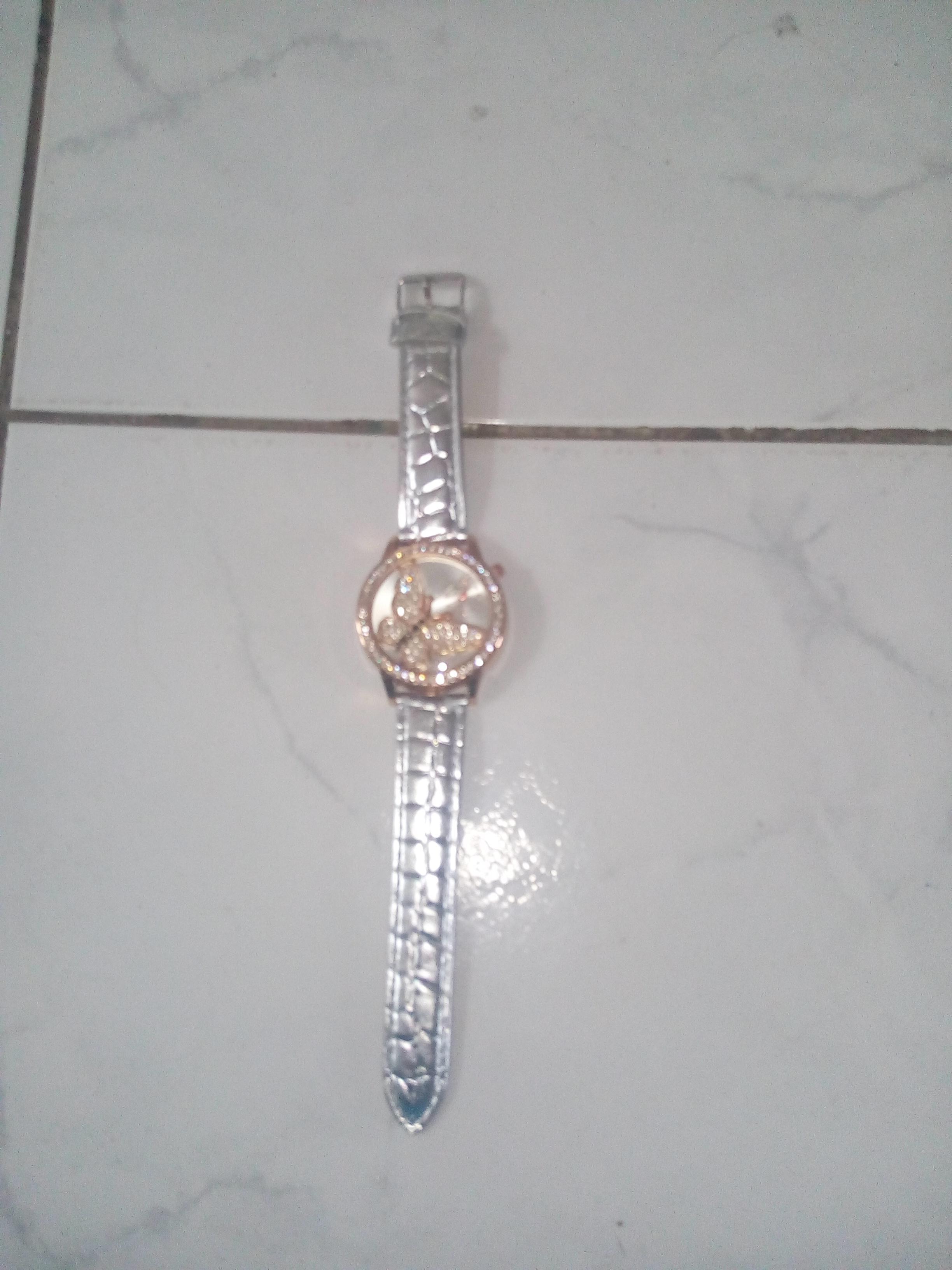 troc de troc montre femme argenté avec strass et motif papillon neuf image 0