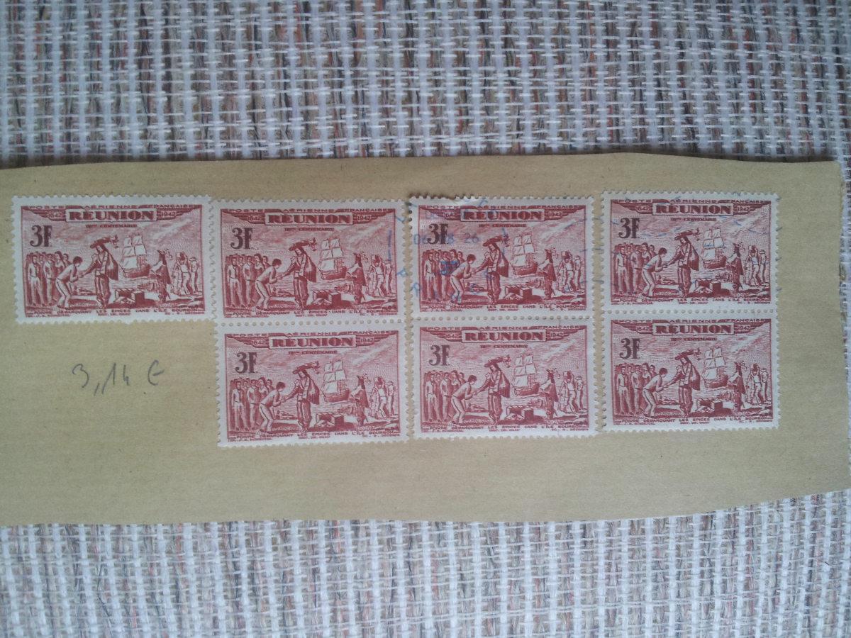 troc de troc rÉservÉs 7 timbres anciens de 3f de la réunion image 0