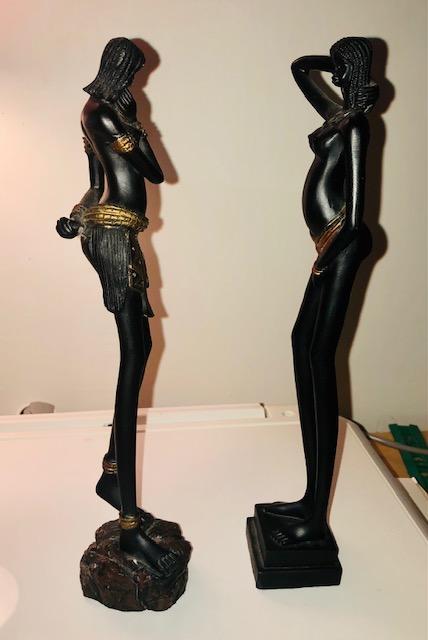 troc de troc 2 statuettes femmes africaines longues jambes 28 cm image 1