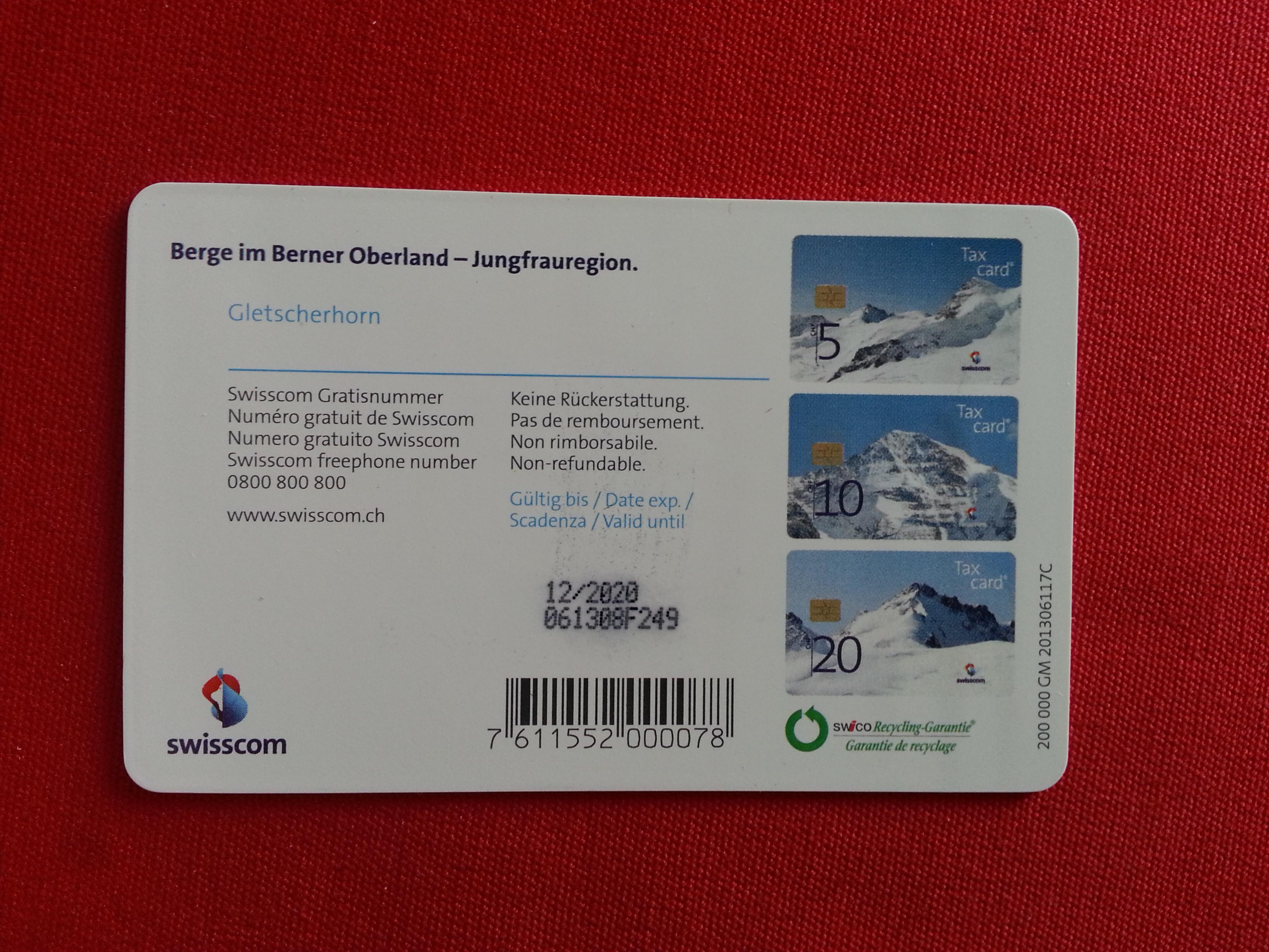 troc de troc carte téléphonique (vide) glacier de l'oberland bernois image 1