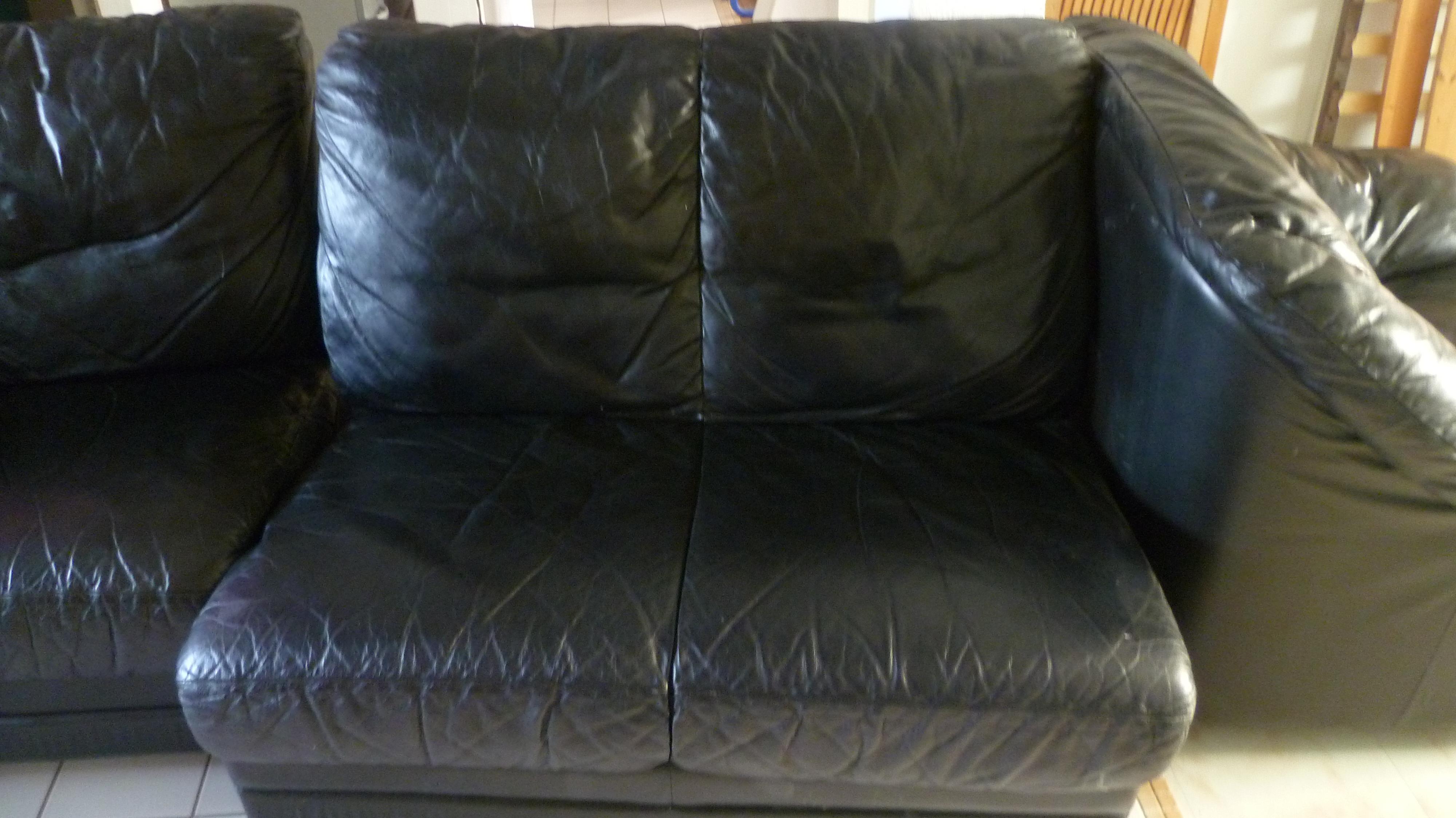 troc de troc canapé cuir noir + fauteuil image 2