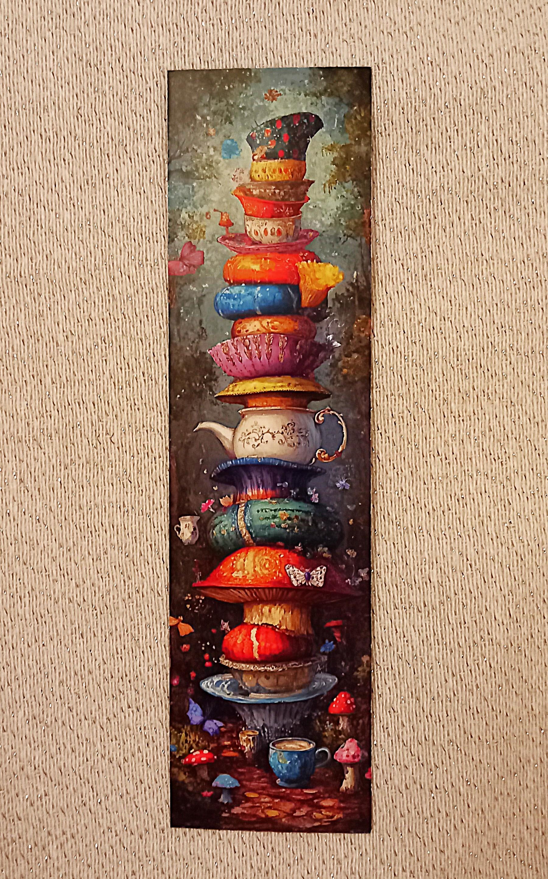 troc de troc marque-page "thé et champignons". reserve. image 0