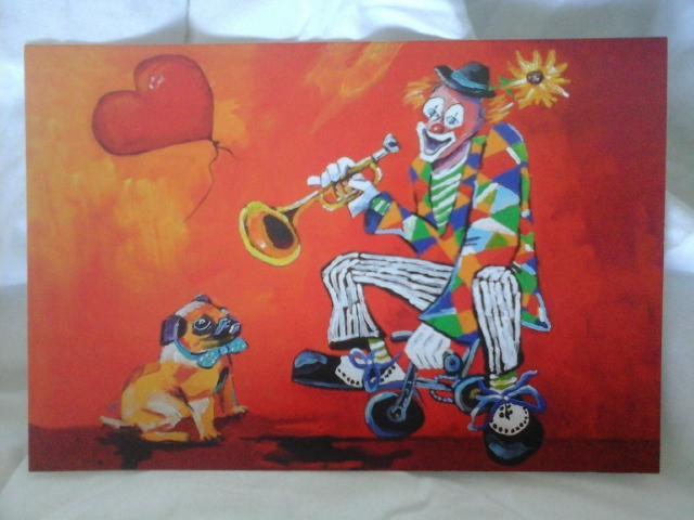 troc de troc carte clown & chien joie de vivre & son enveloppe blanche image 0