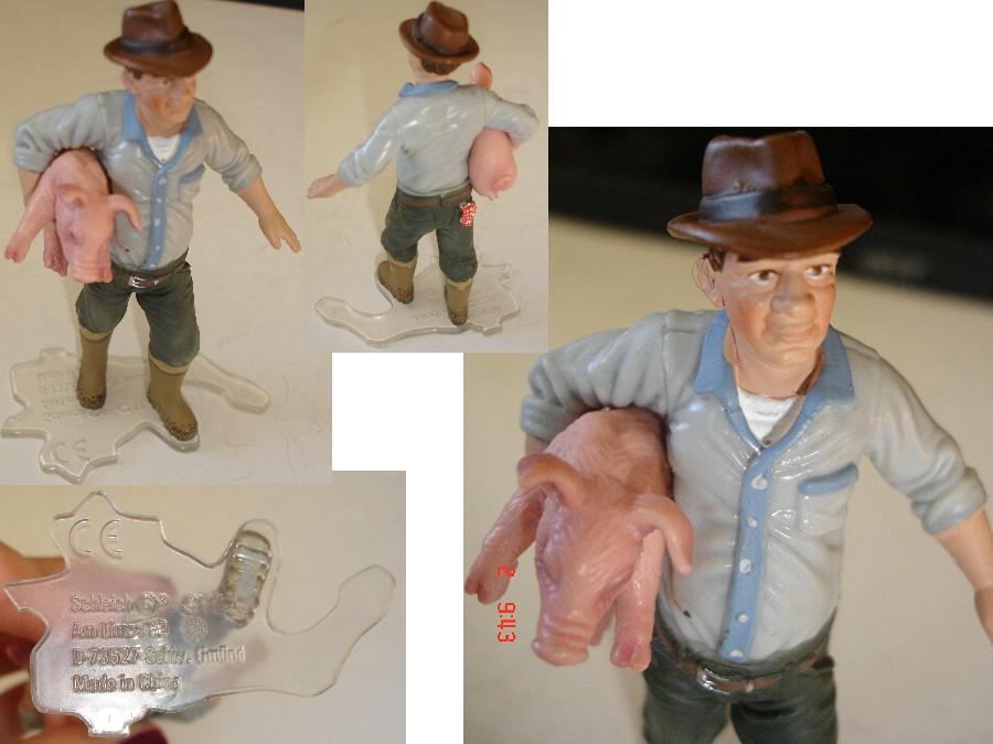 troc de troc figurine de qualité n° 4 : schleich / fermier + petit cochon 9 cm image 0