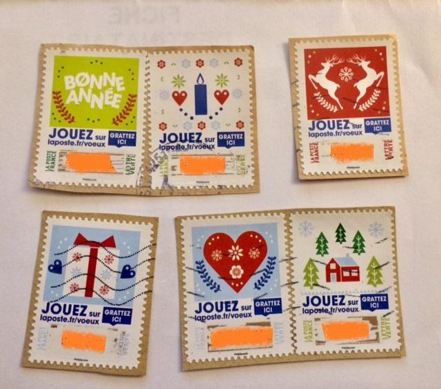 troc de troc gratuit: lot 6 timbres oblitérés - collection voeux la poste image 0