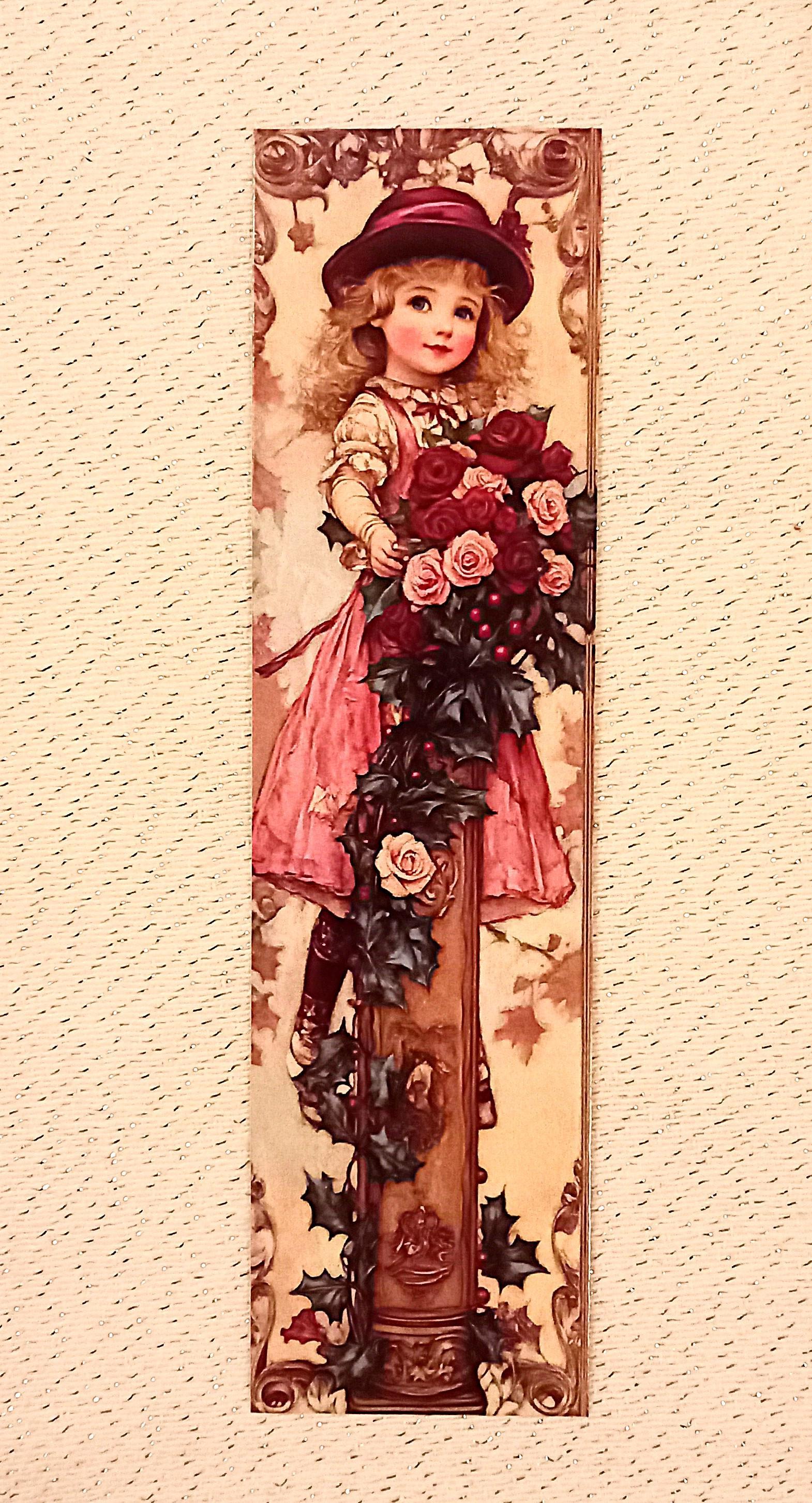 troc de troc marque-page "fillette aux roses". reseerve. image 0