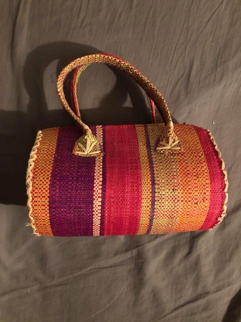 troc de troc (réservé) petit sac raffia multicolore largeur 20cm image 0