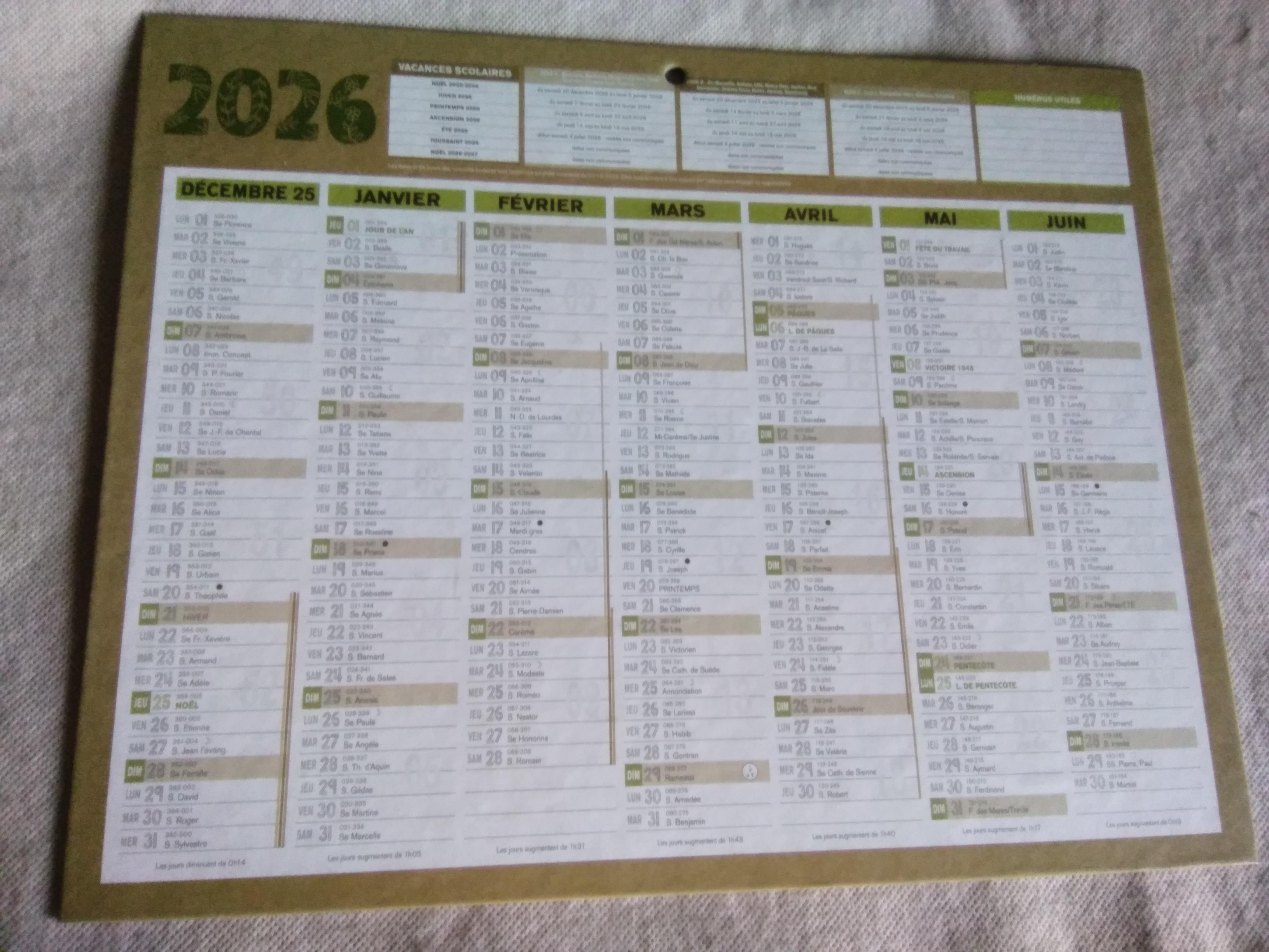 troc de troc calendrier, en carton épais, neuf image 0