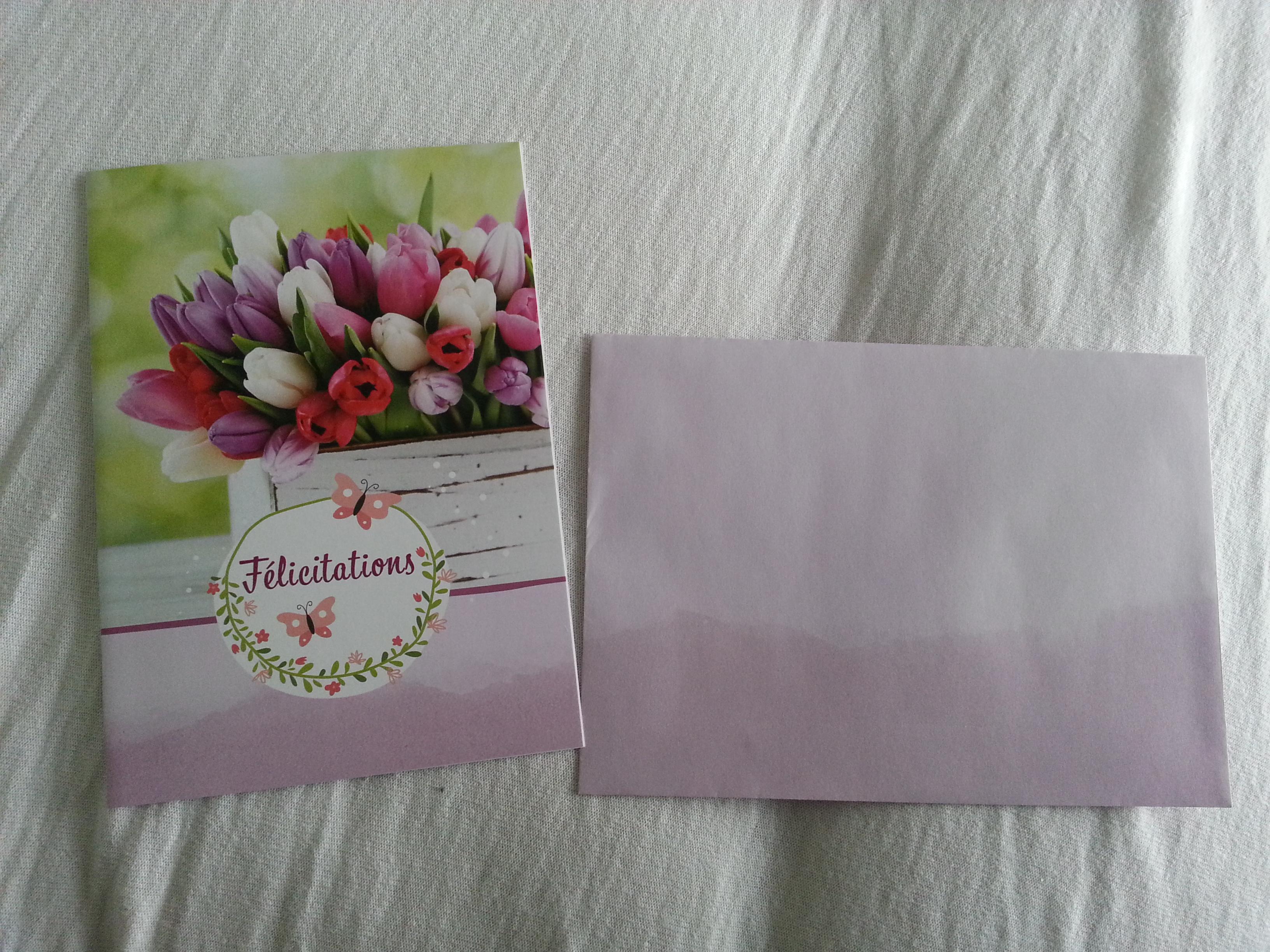 troc de troc carte felicitations bac de tulipes multicolores & son enveloppe image 0