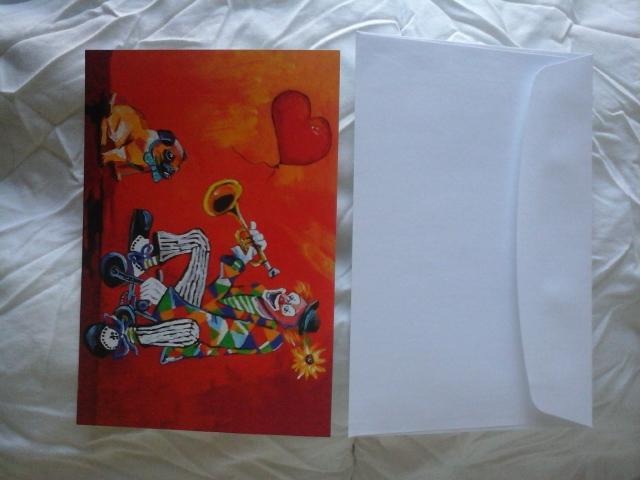 troc de troc carte clown & chien joie de vivre & son enveloppe blanche image 1