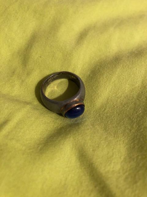 troc de troc bague métal argenté pierre semi-précieuse bleue image 0