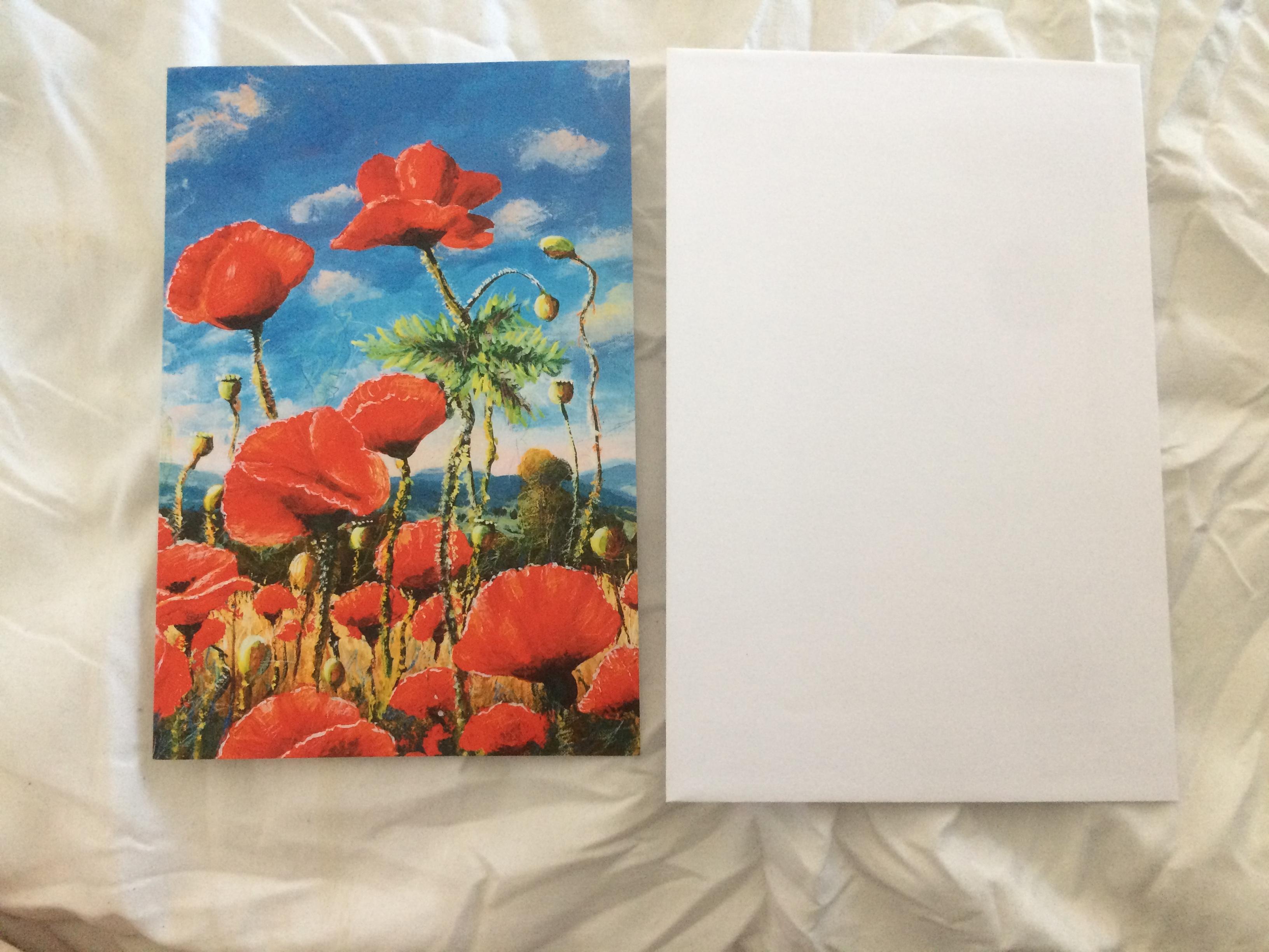 troc de troc carte champ de coquelicots & son enveloppe blanche image 1