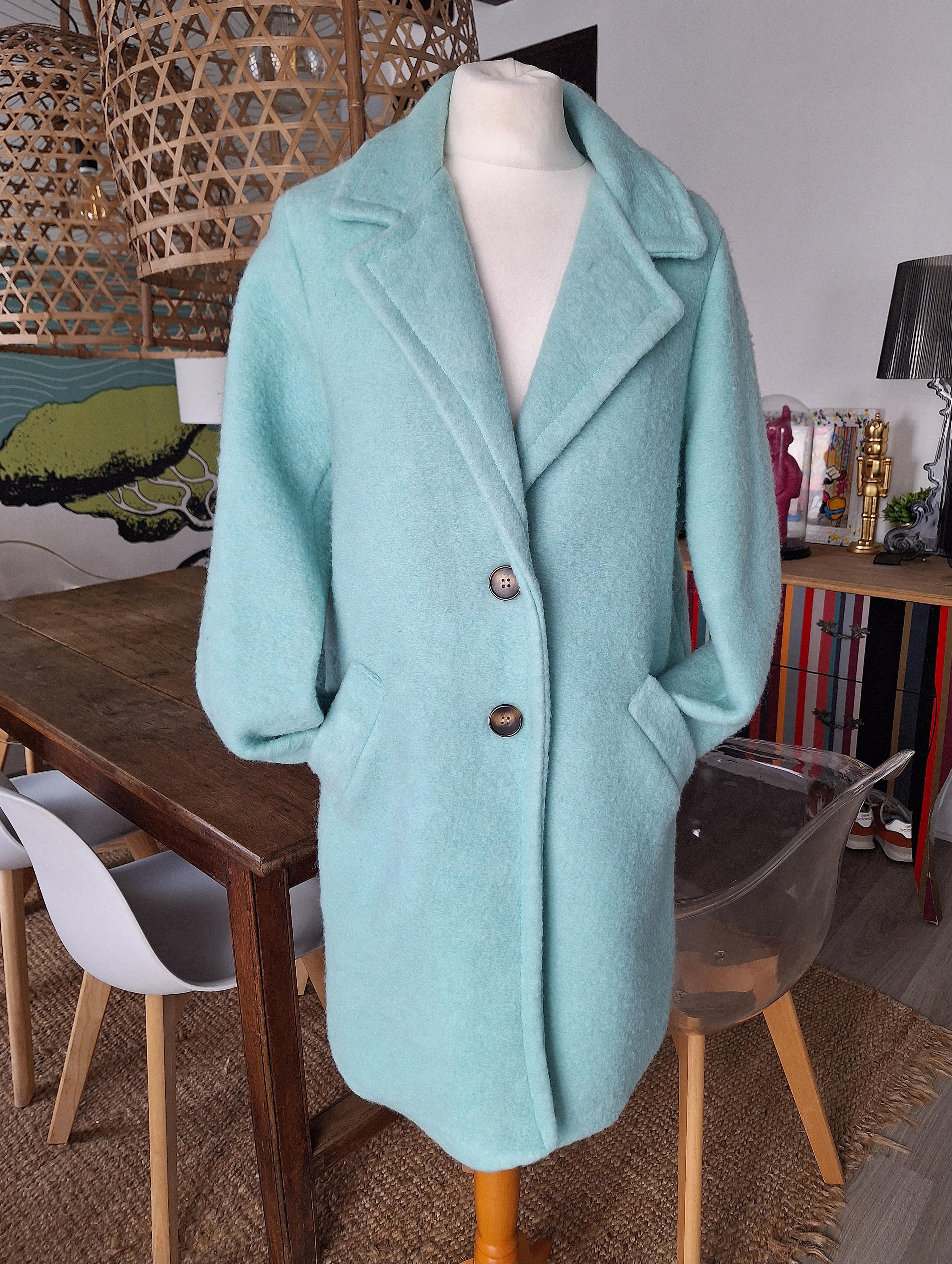 troc de troc beau manteau 3/4 turquoise 50% laine taille 38 image 0