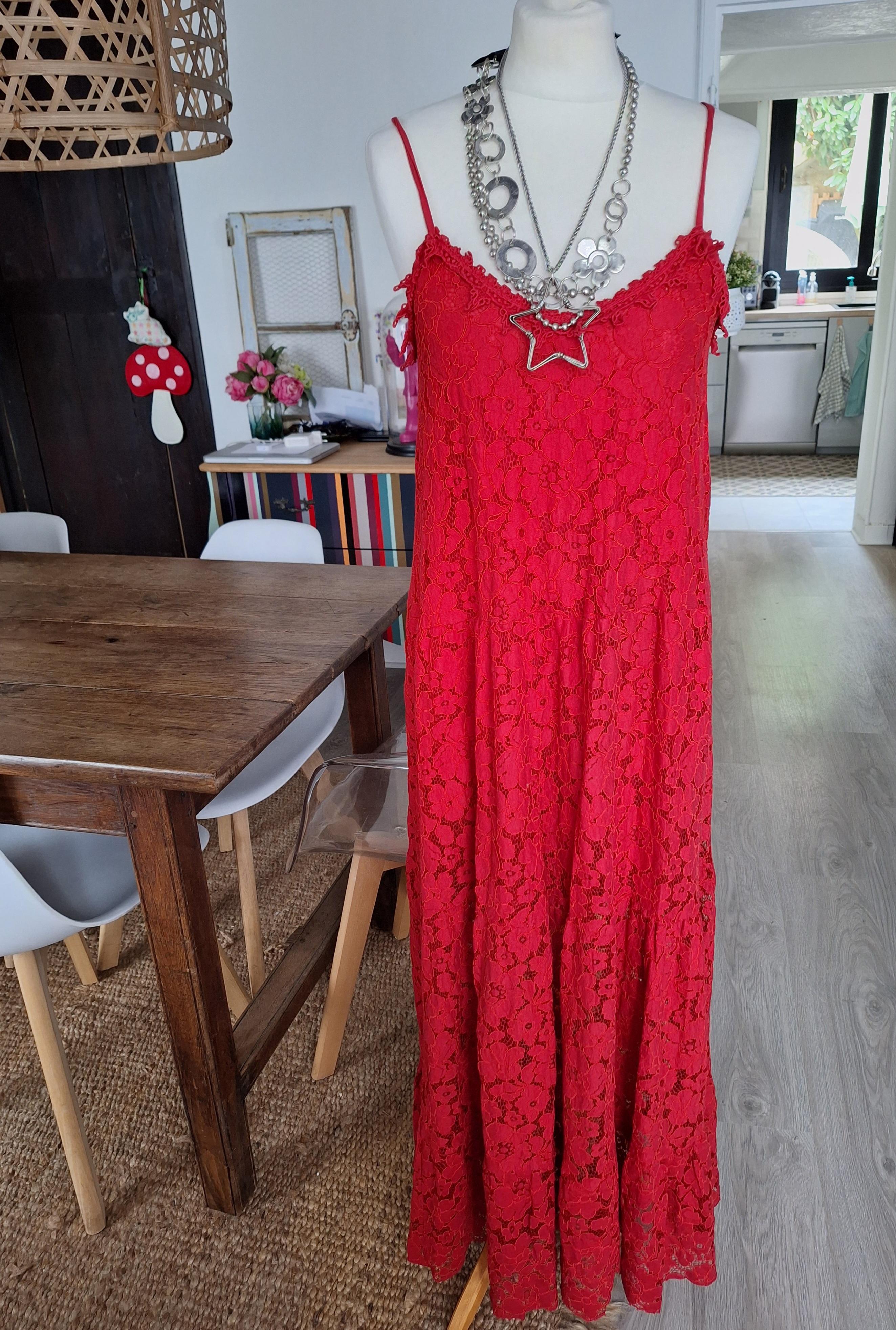 troc de troc superbe robe longue dentelle rouge 40-42 image 0