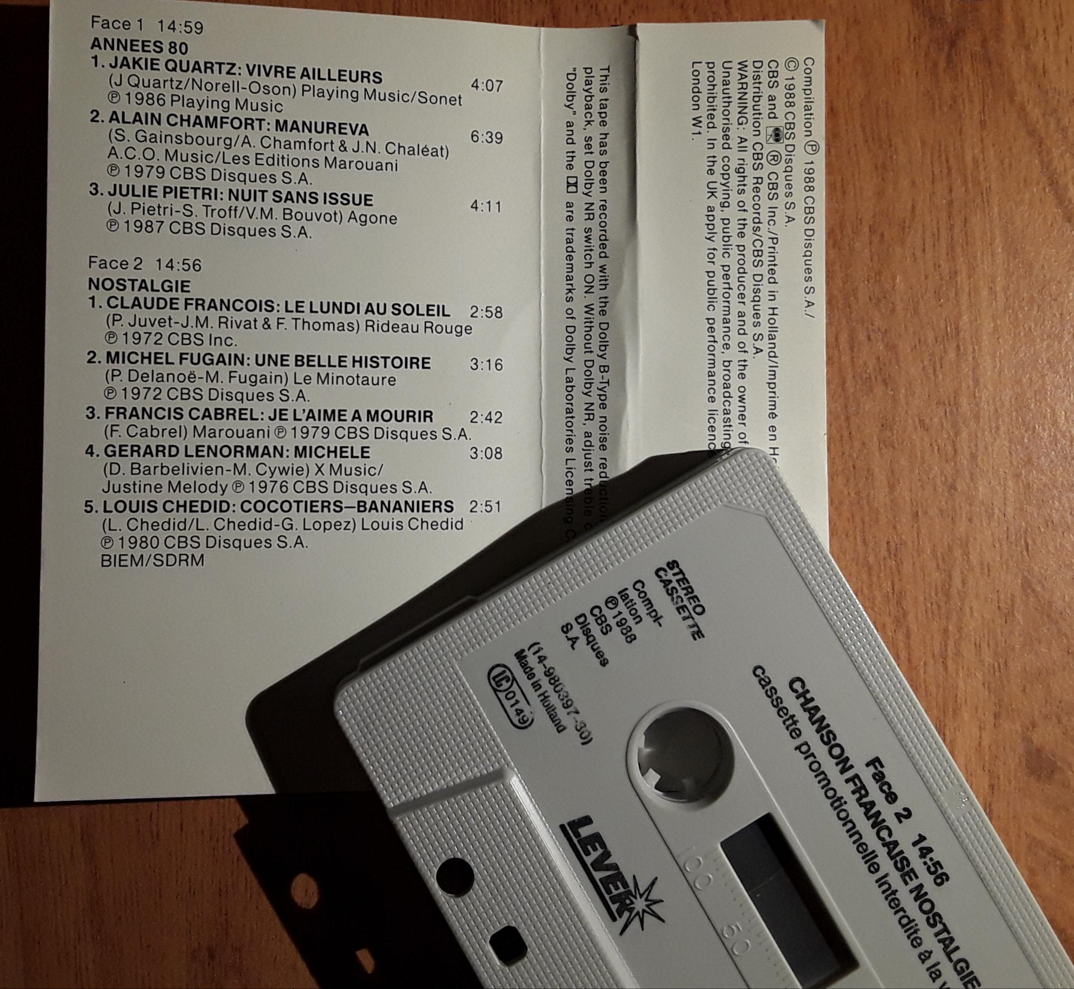 troc de troc cassette audio " chansons françaises " image 1
