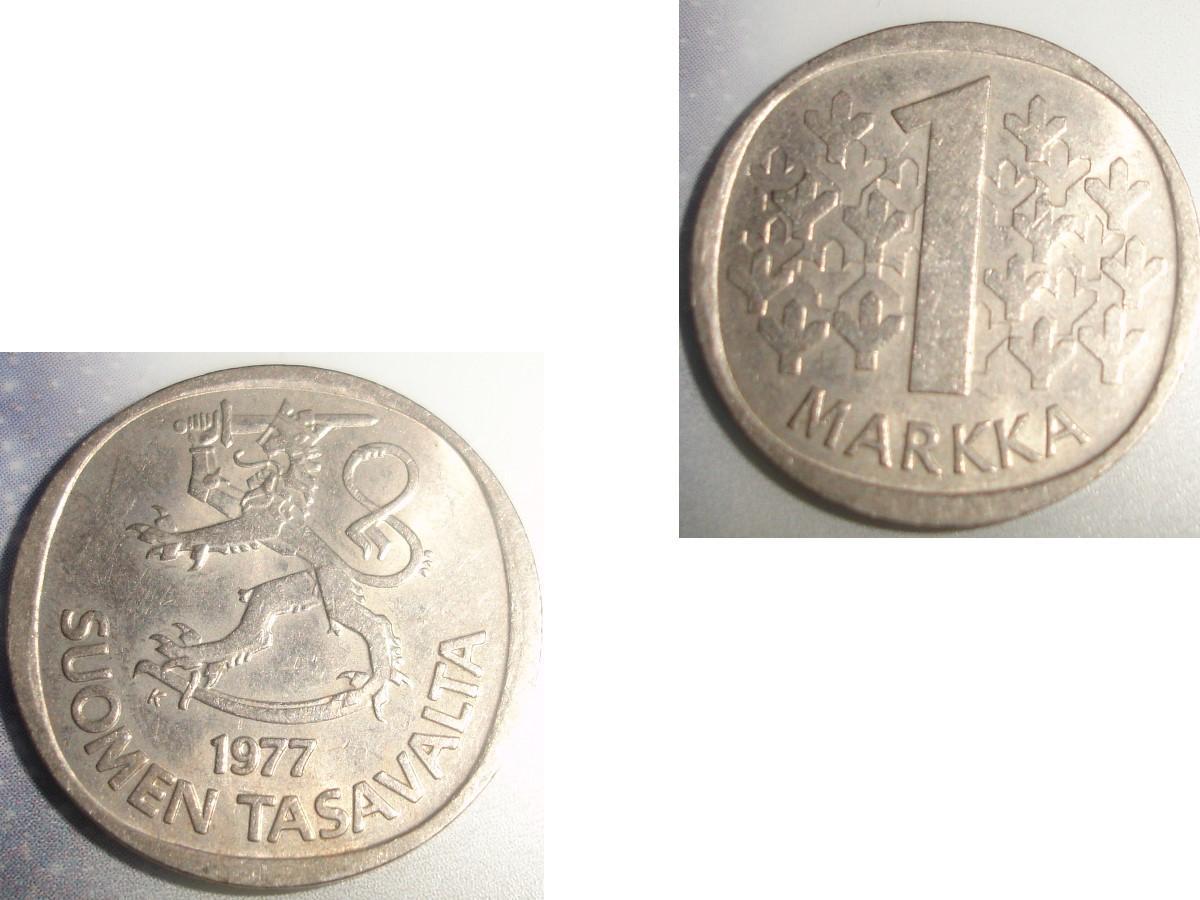 troc de troc 1 pièce monnaie finlande suomen tasavalta 1 markka / mark soit 1976 ou 1977 image 1