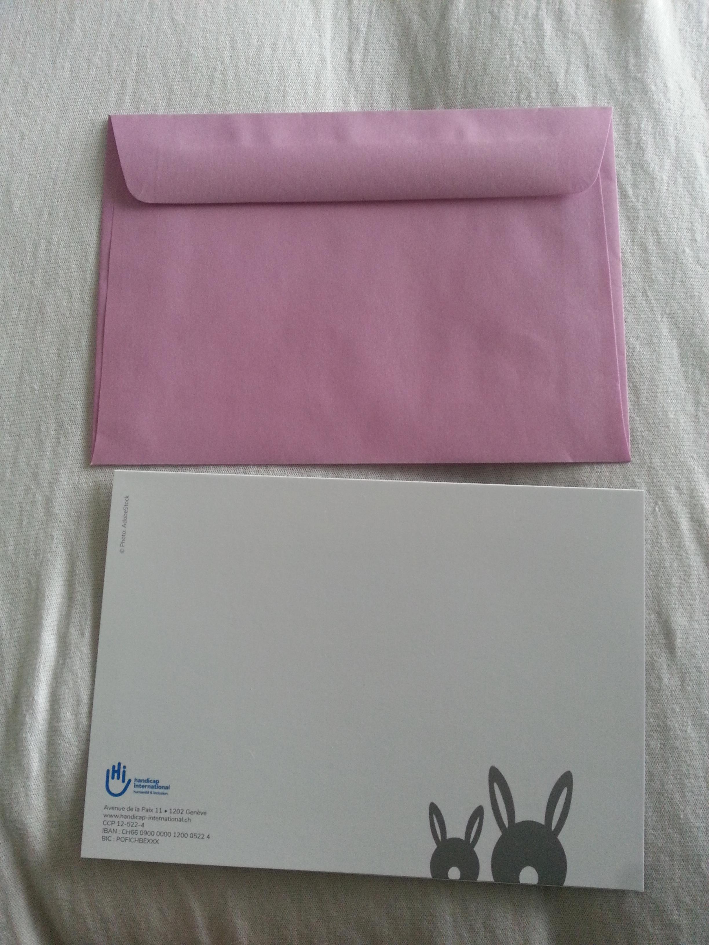 troc de troc carte joyeuses paques oeufs décorés / lapins & son enveloppe rose image 1