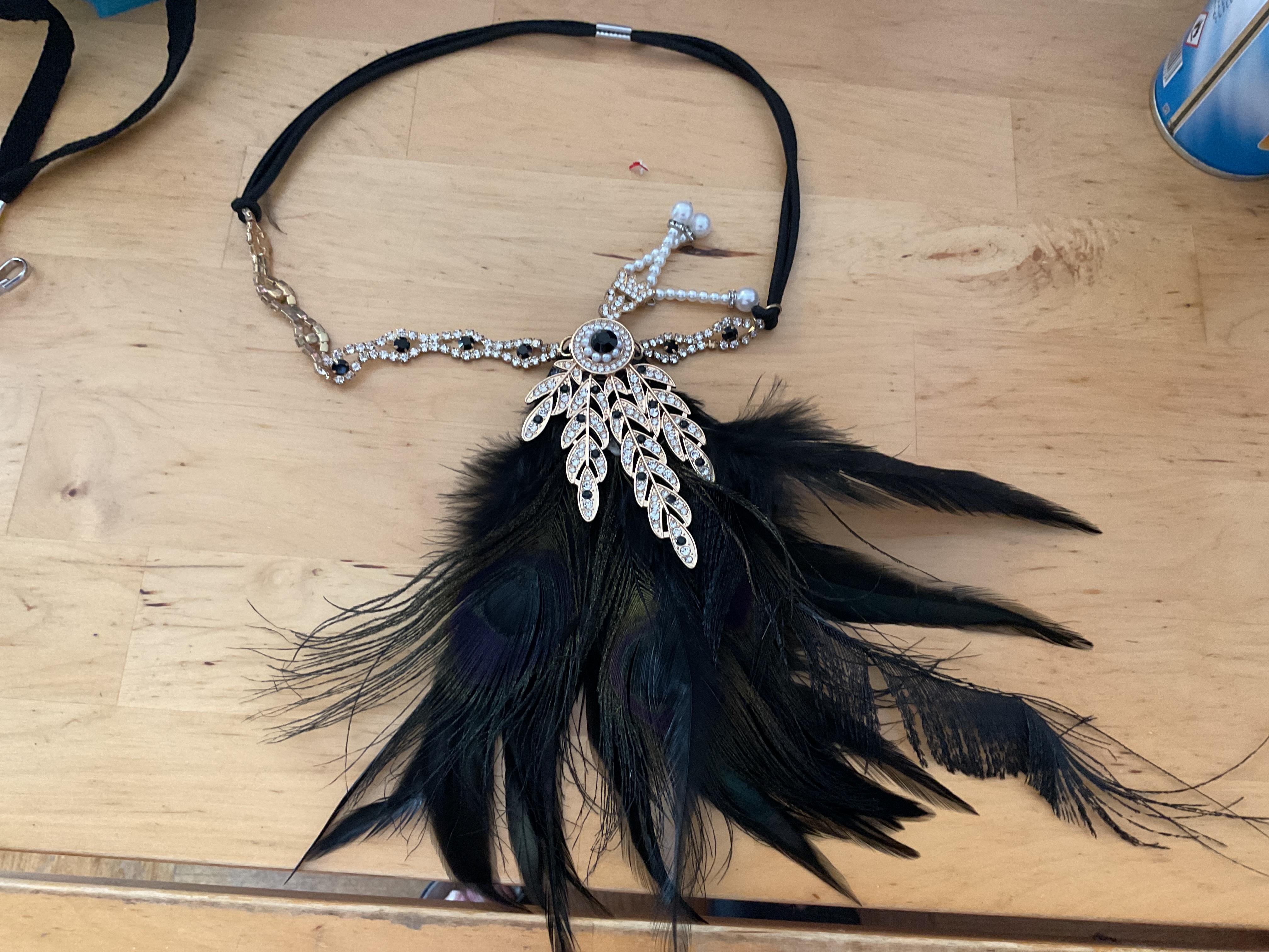 troc de troc serre-tête, plumes, et strass image 0