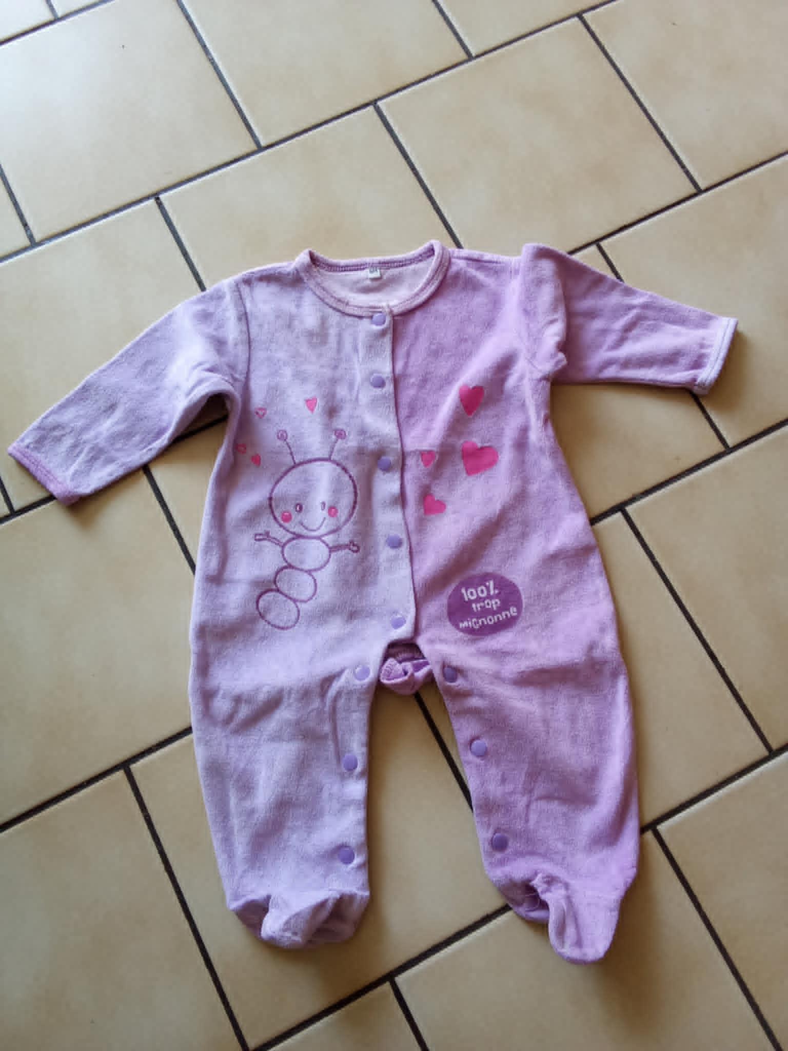 troc de troc un pyjama 6 mois mauve clair 100% trop mignonne image 0