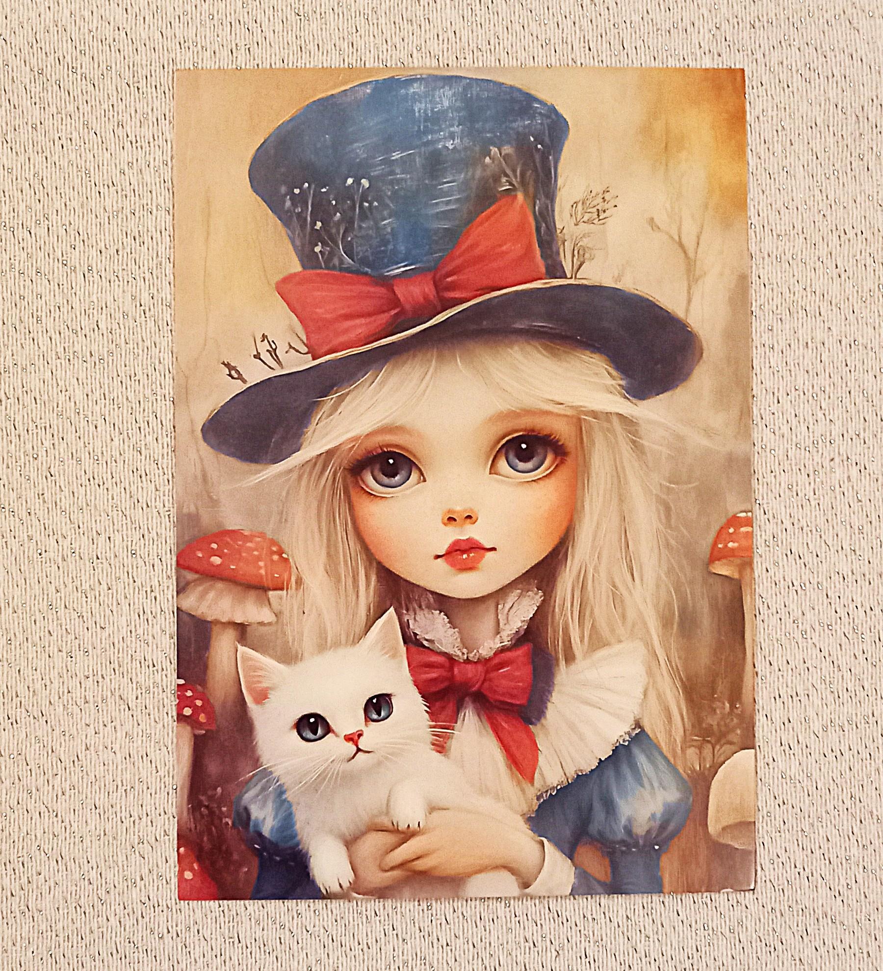 troc de troc carte postale "alice et le chaton blanc". image 0