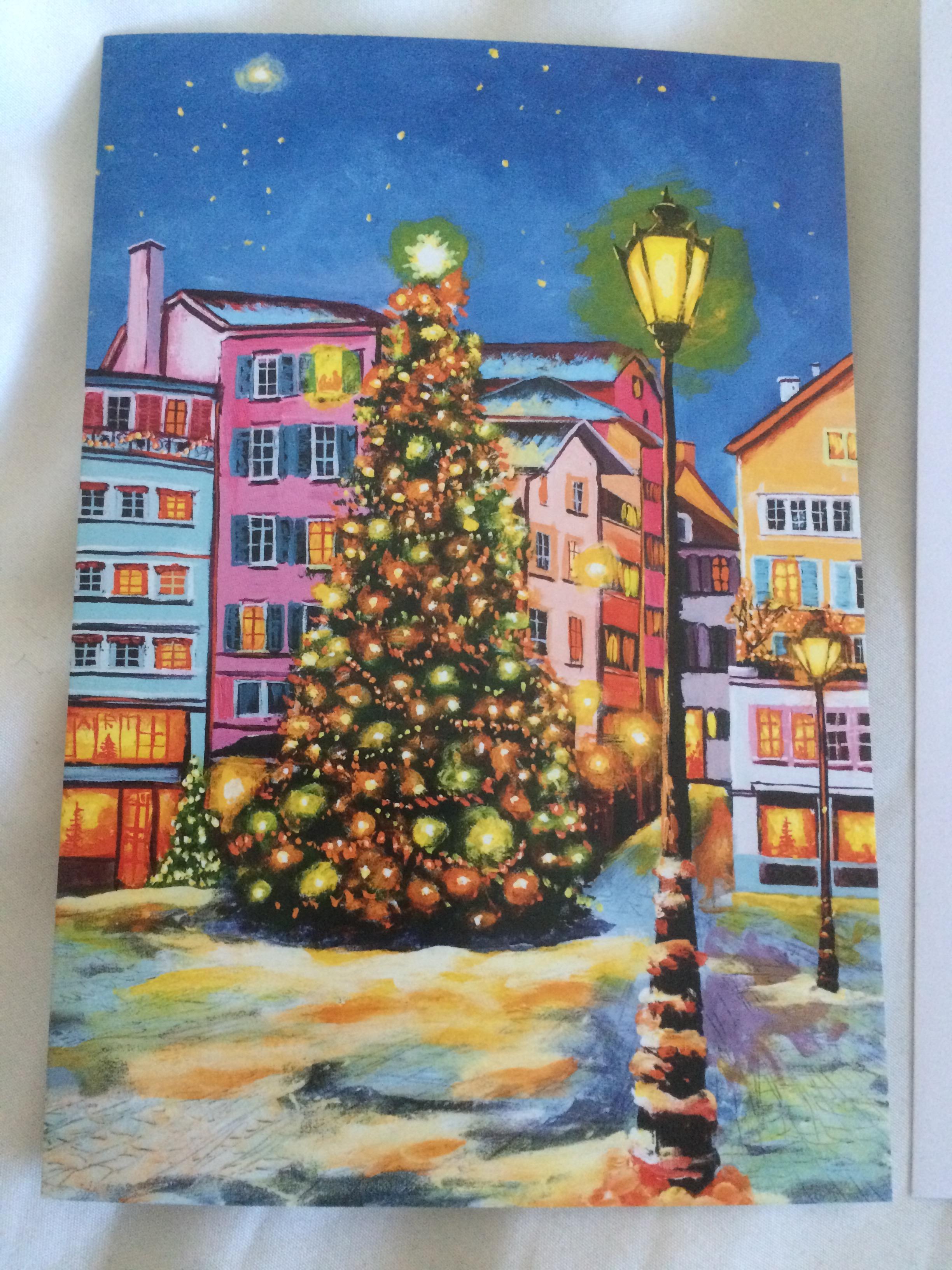 troc de troc carte de voeux décor sapin de noël et son enveloppe blanche image 0